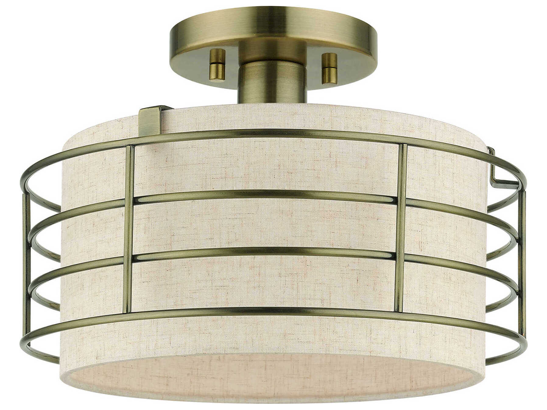 Livex Lighting Blanchard 1-Light Antique Brass Drum Semi Flush Mount