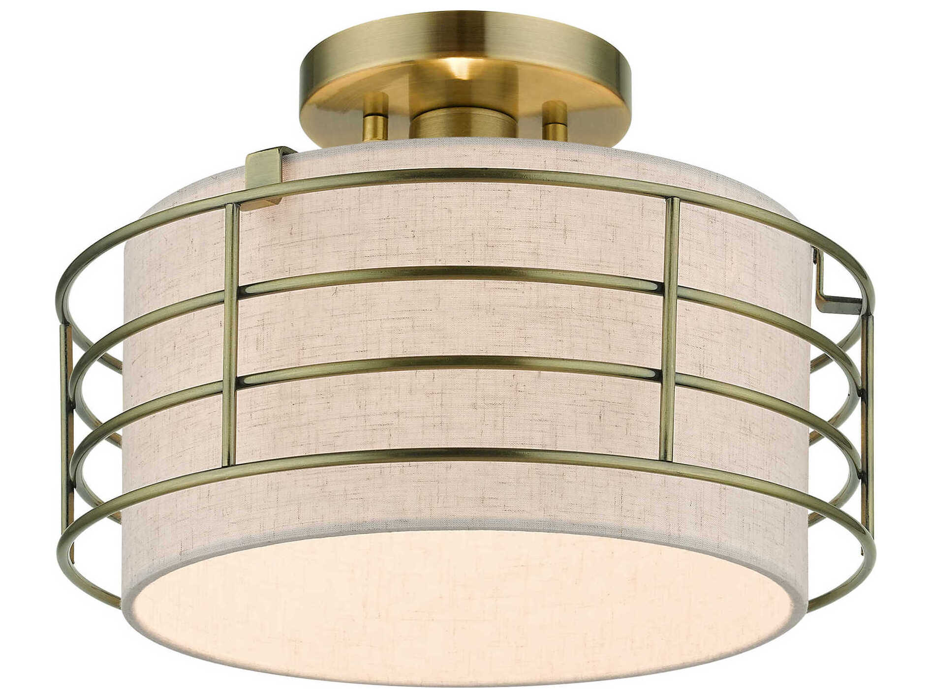 Livex Lighting Blanchard 1-Light Antique Brass Drum Semi Flush Mount