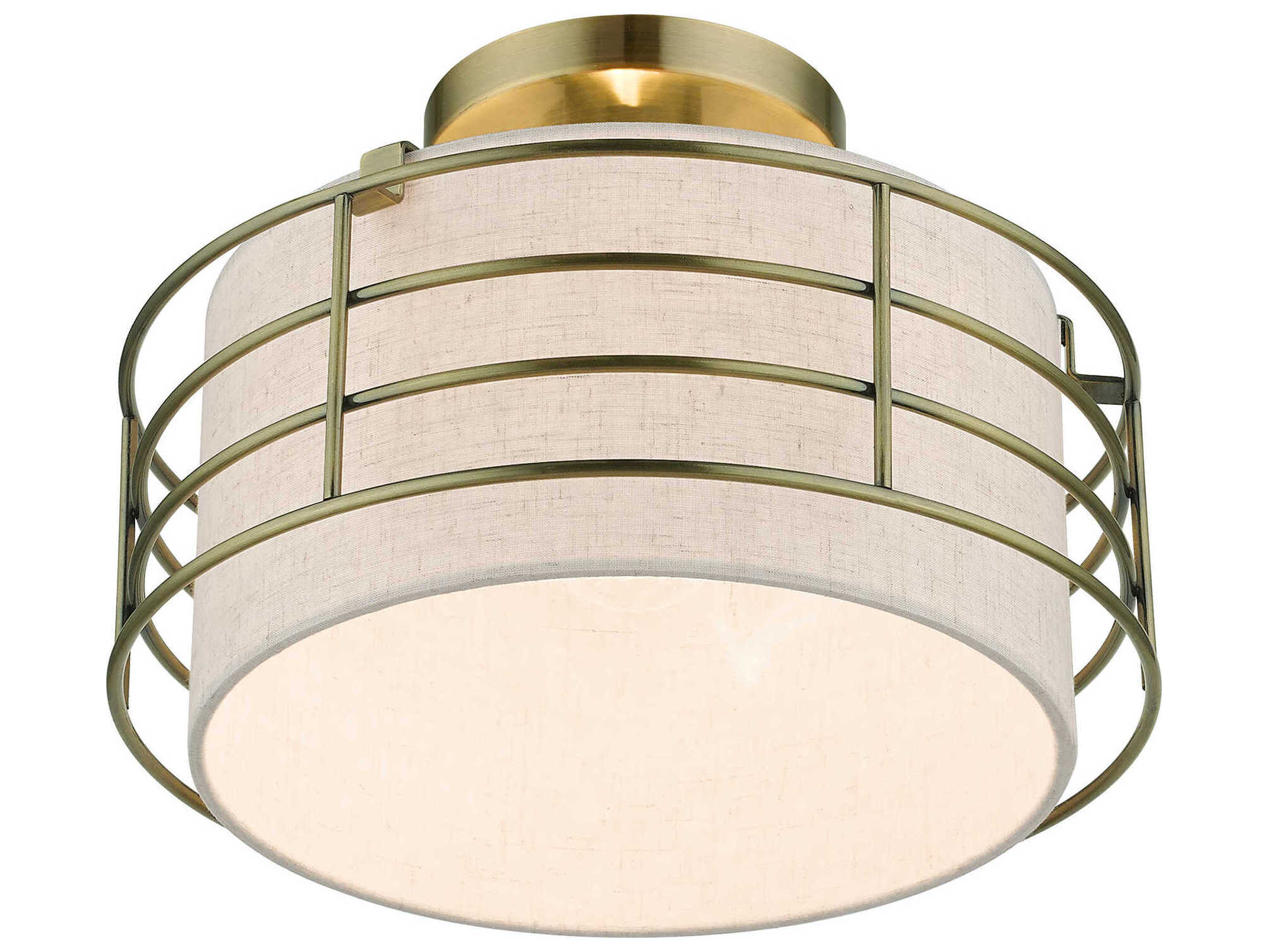 Livex Lighting Blanchard 1-Light Antique Brass Drum Semi Flush Mount