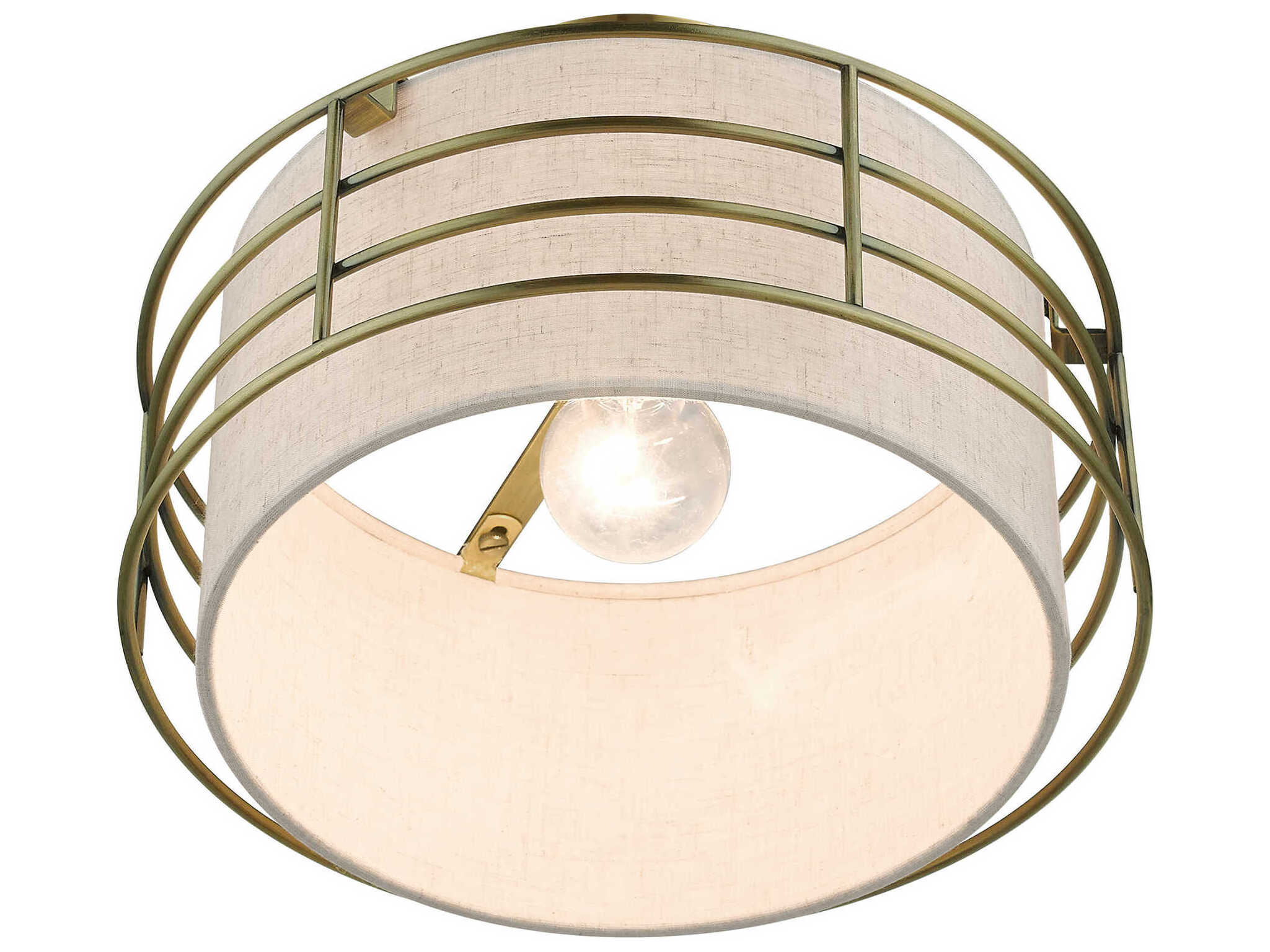Livex Lighting Blanchard 1-Light Antique Brass Drum Semi Flush Mount