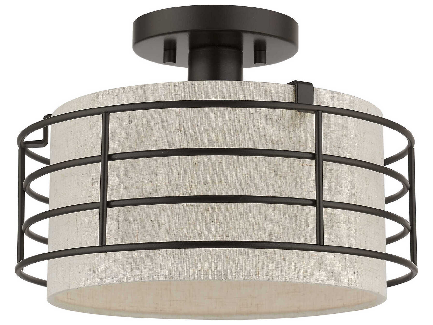 Livex Lighting Blanchard 1-Light English Bronze Drum Semi Flush Mount