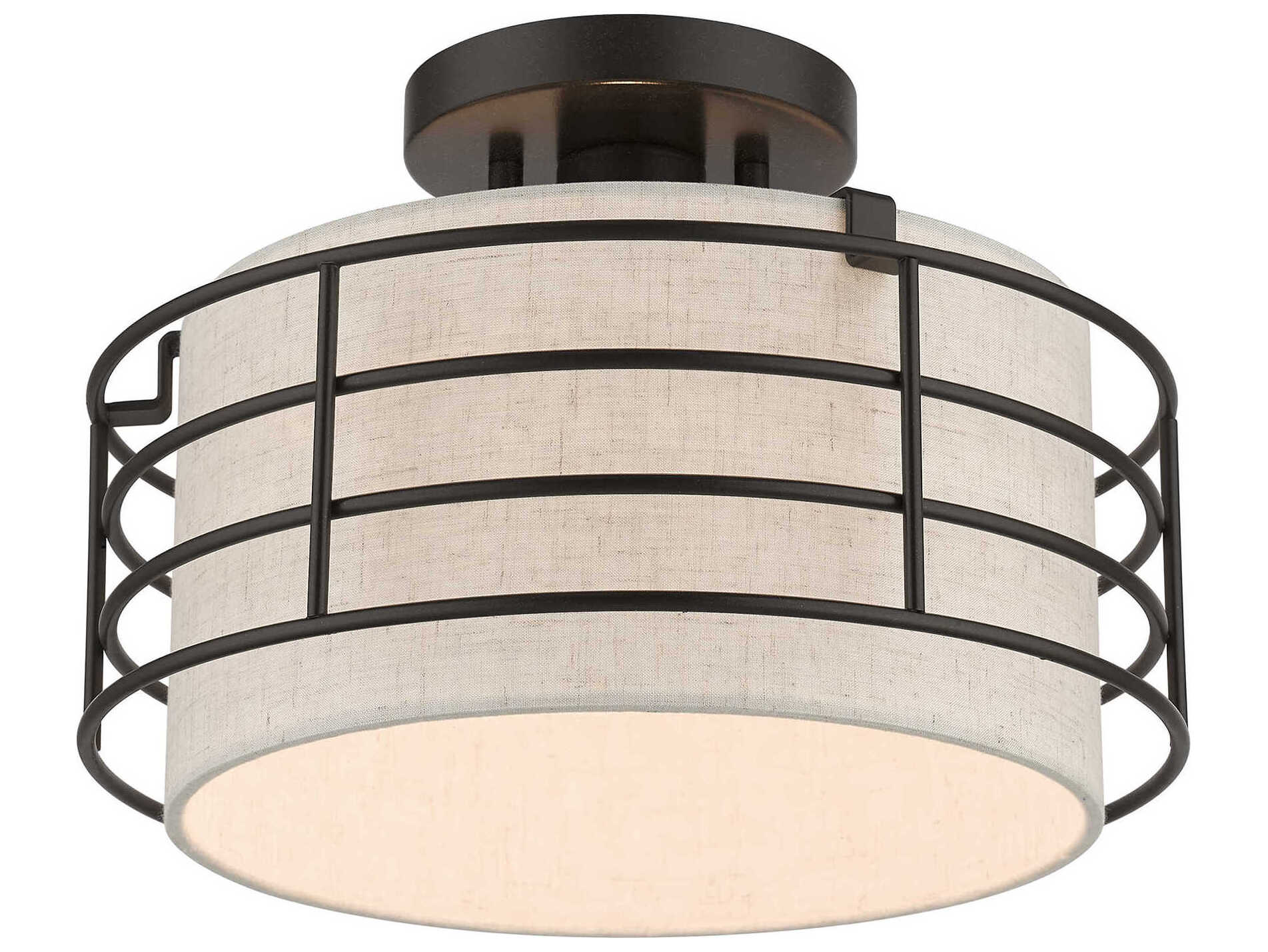 Livex Lighting Blanchard 1-Light English Bronze Drum Semi Flush Mount