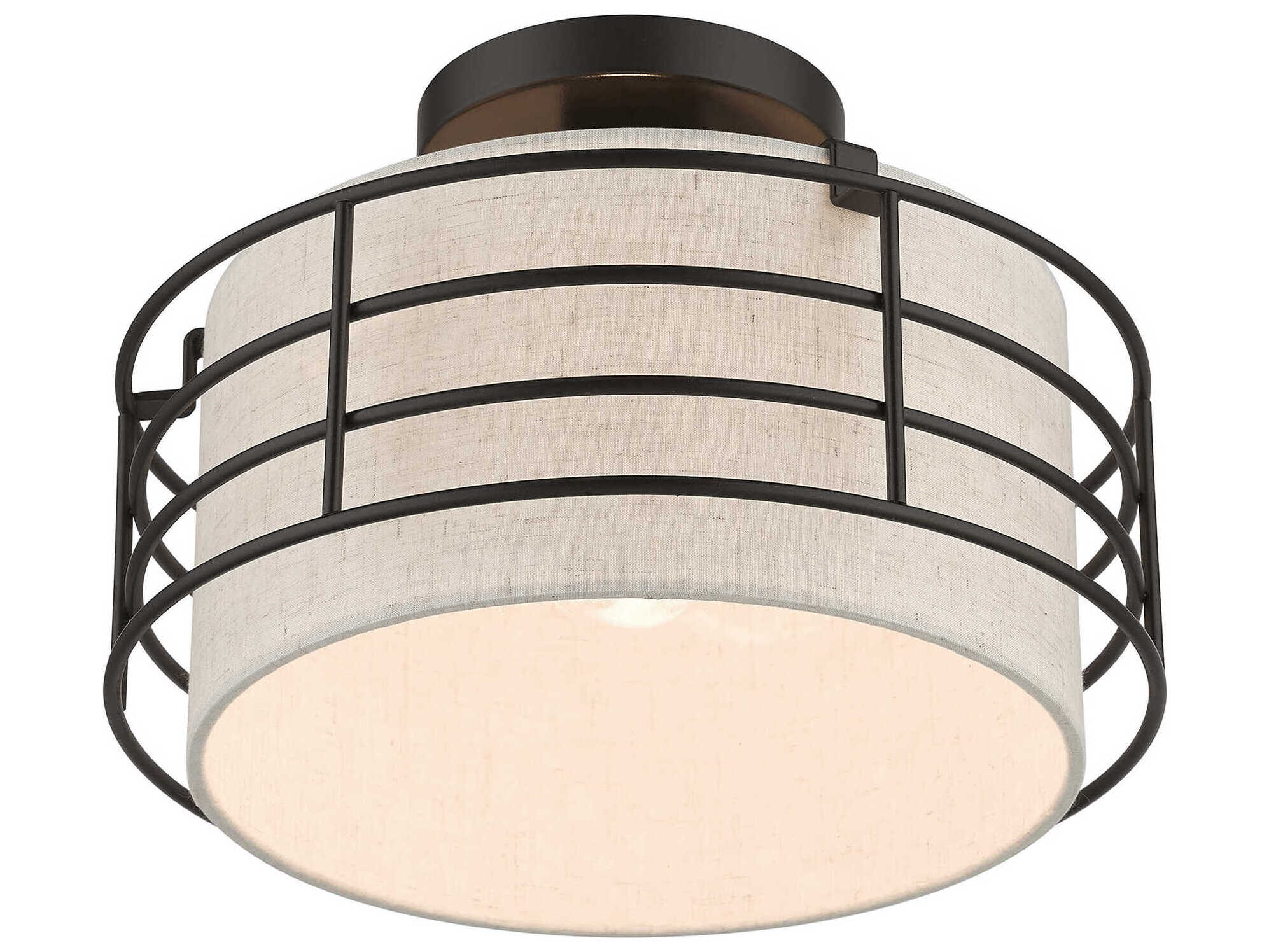 Livex Lighting Blanchard 1-Light English Bronze Drum Semi Flush Mount