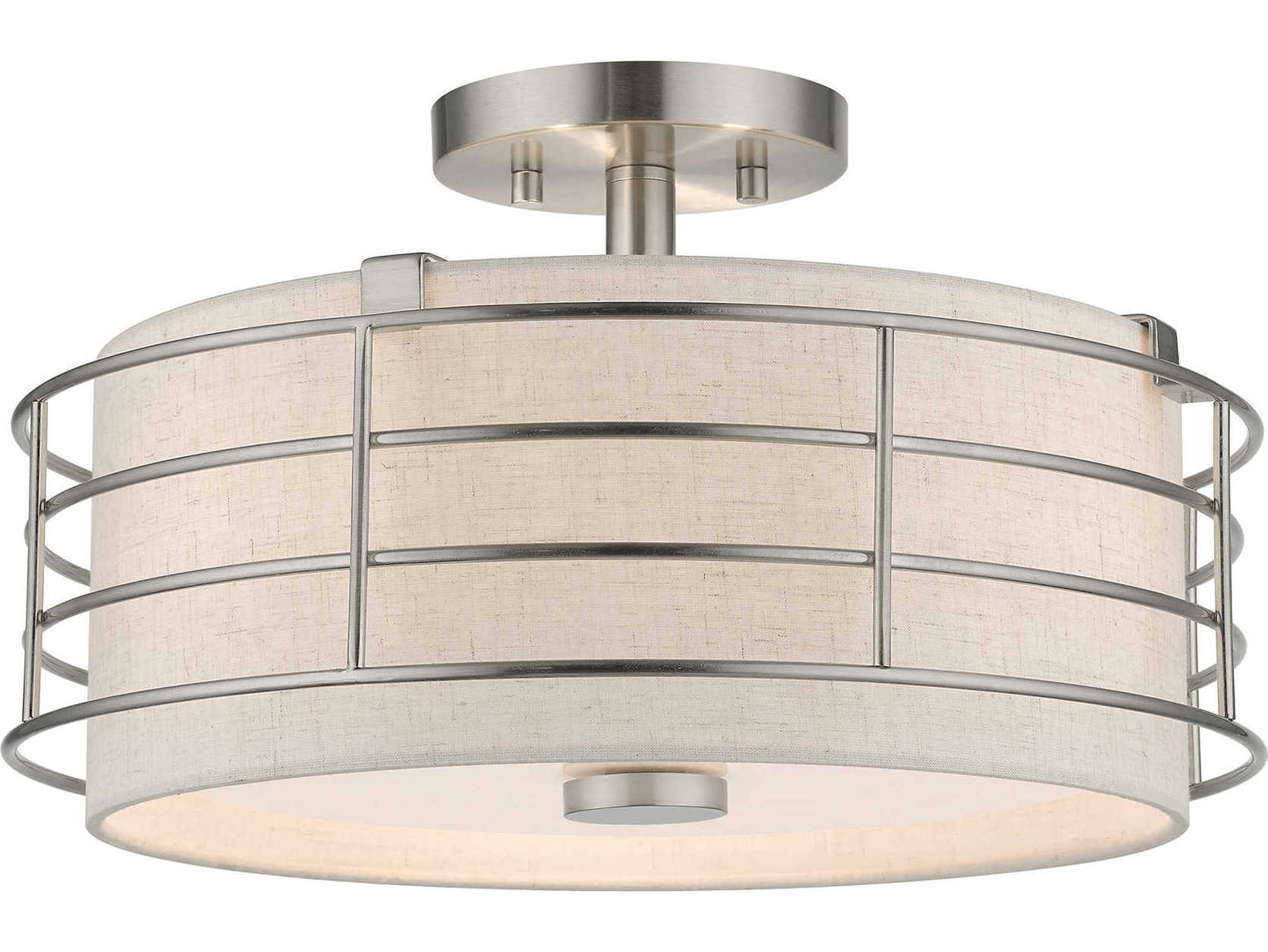 Livex Lighting Blanchard 3-Light Brushed Nickel Drum Semi Flush Mount