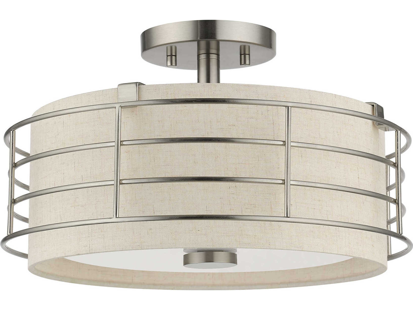Livex Lighting Blanchard 3-Light Brushed Nickel Drum Semi Flush Mount