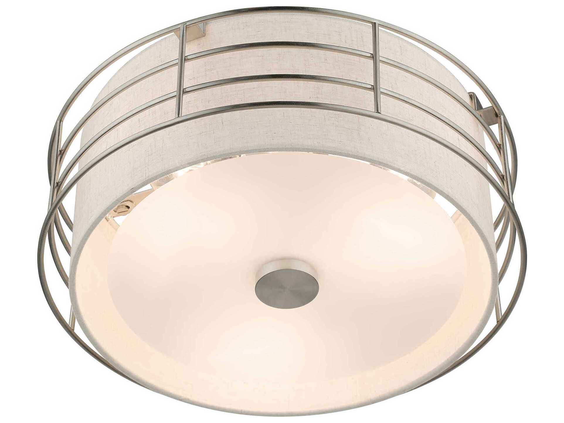 Livex Lighting Blanchard 3-Light Brushed Nickel Drum Semi Flush Mount