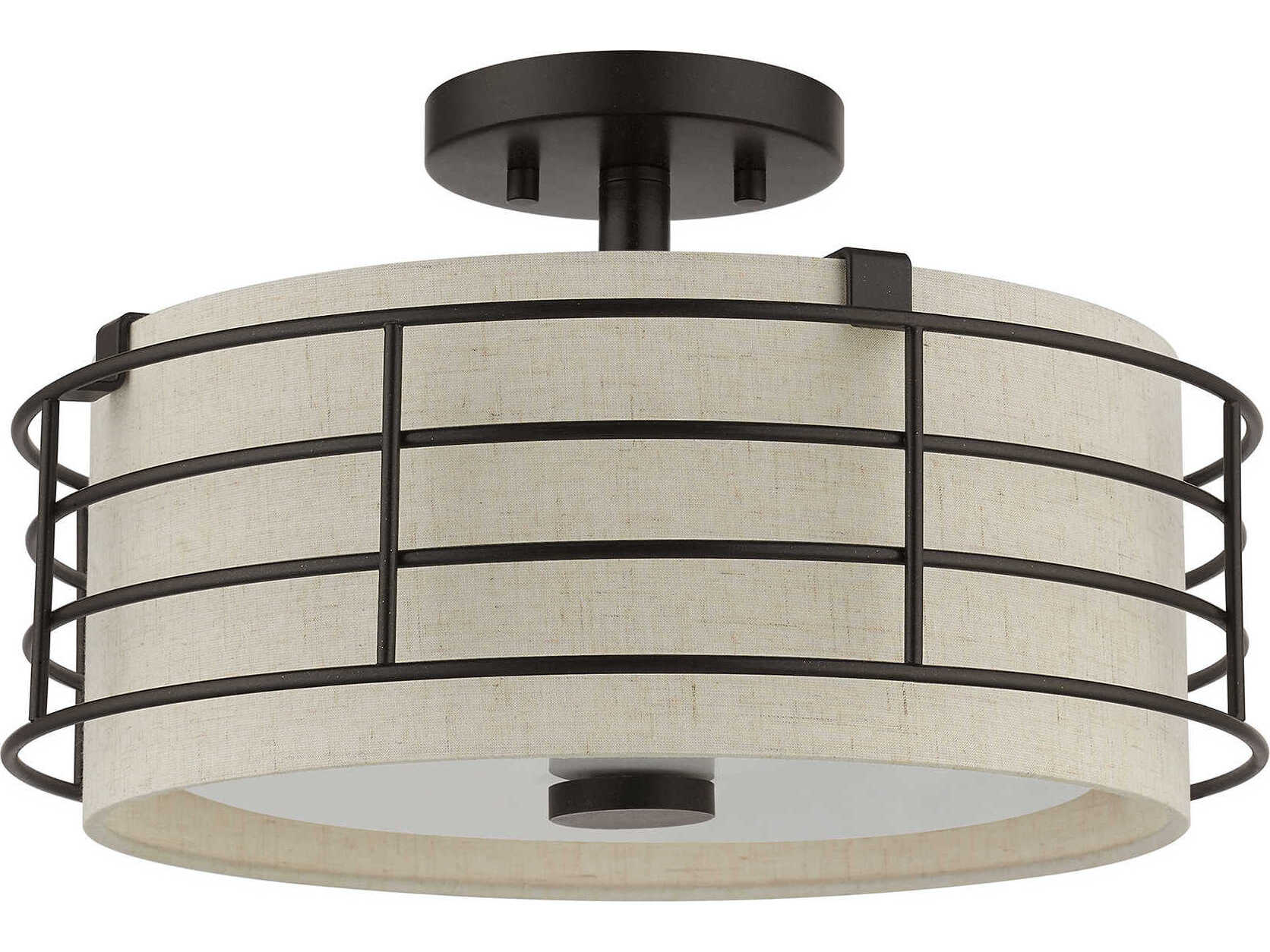 Livex Lighting Blanchard 3-Light English Bronze Drum Semi Flush Mount