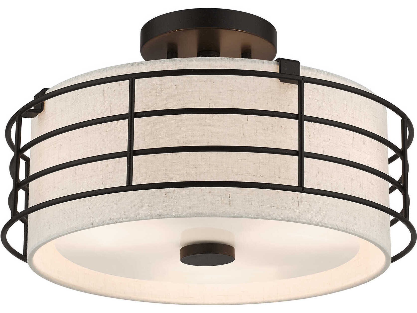 Livex Lighting Blanchard 3-Light English Bronze Drum Semi Flush Mount
