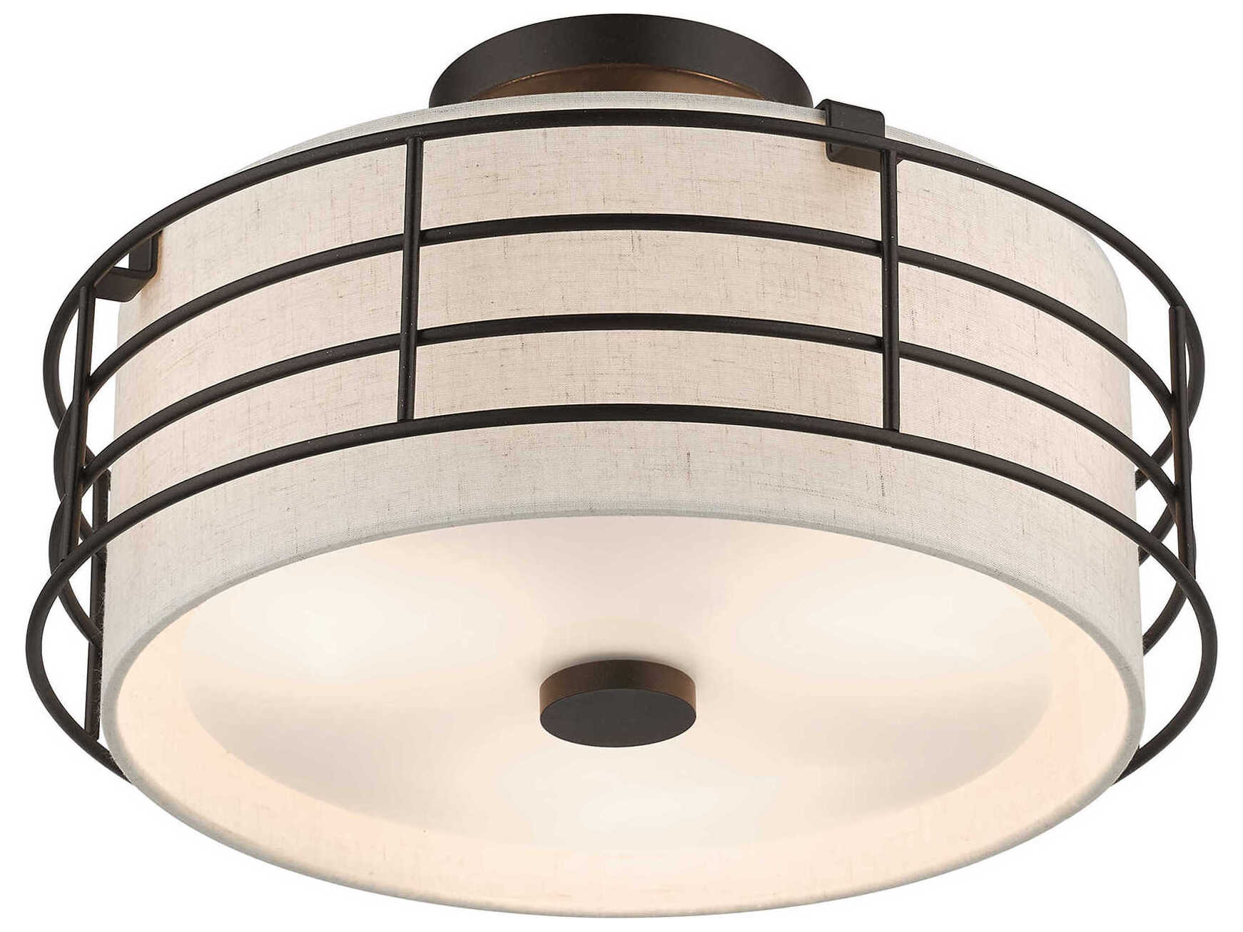 Livex Lighting Blanchard 3-Light English Bronze Drum Semi Flush Mount
