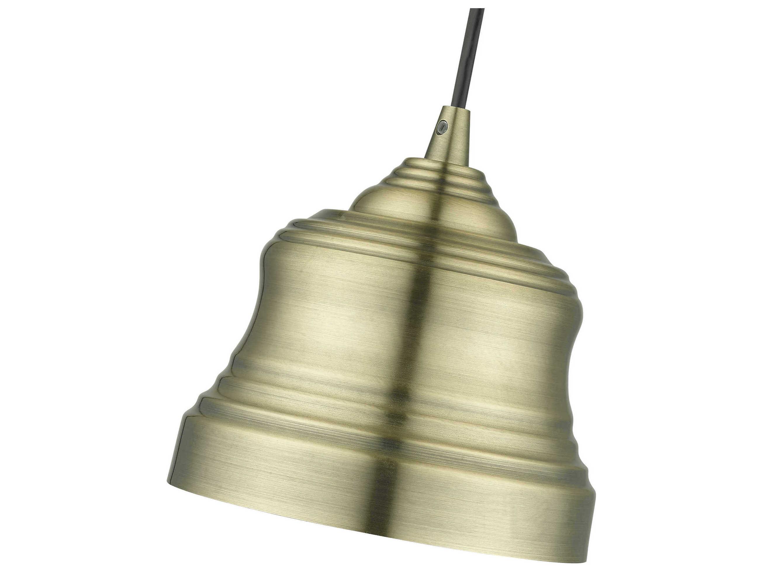 Livex Lighting Endicott 1-Light Antique Brass Bell Mini Pendant