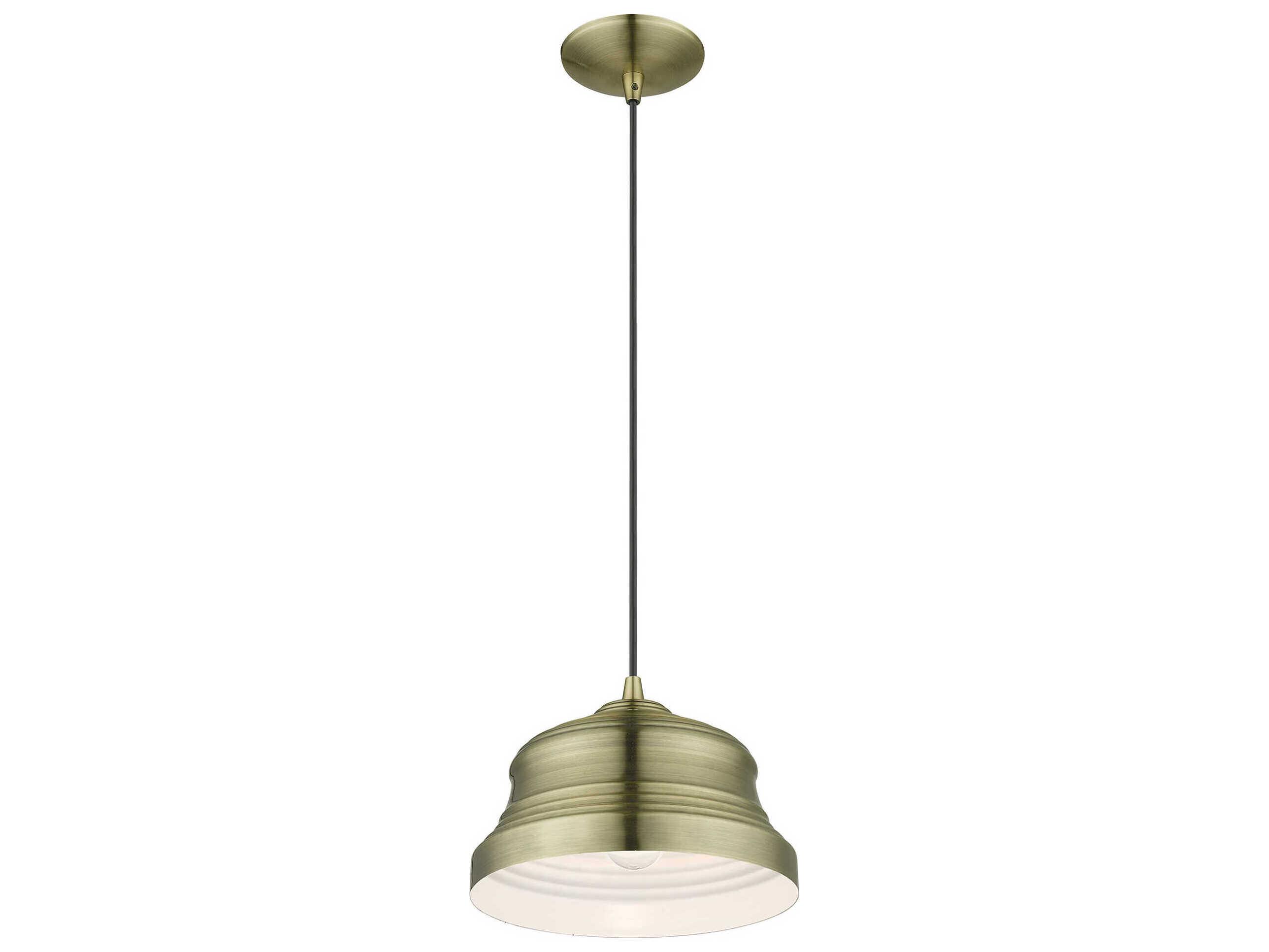 Livex Lighting Endicott 1-Light Antique Brass Bell Mini Pendant