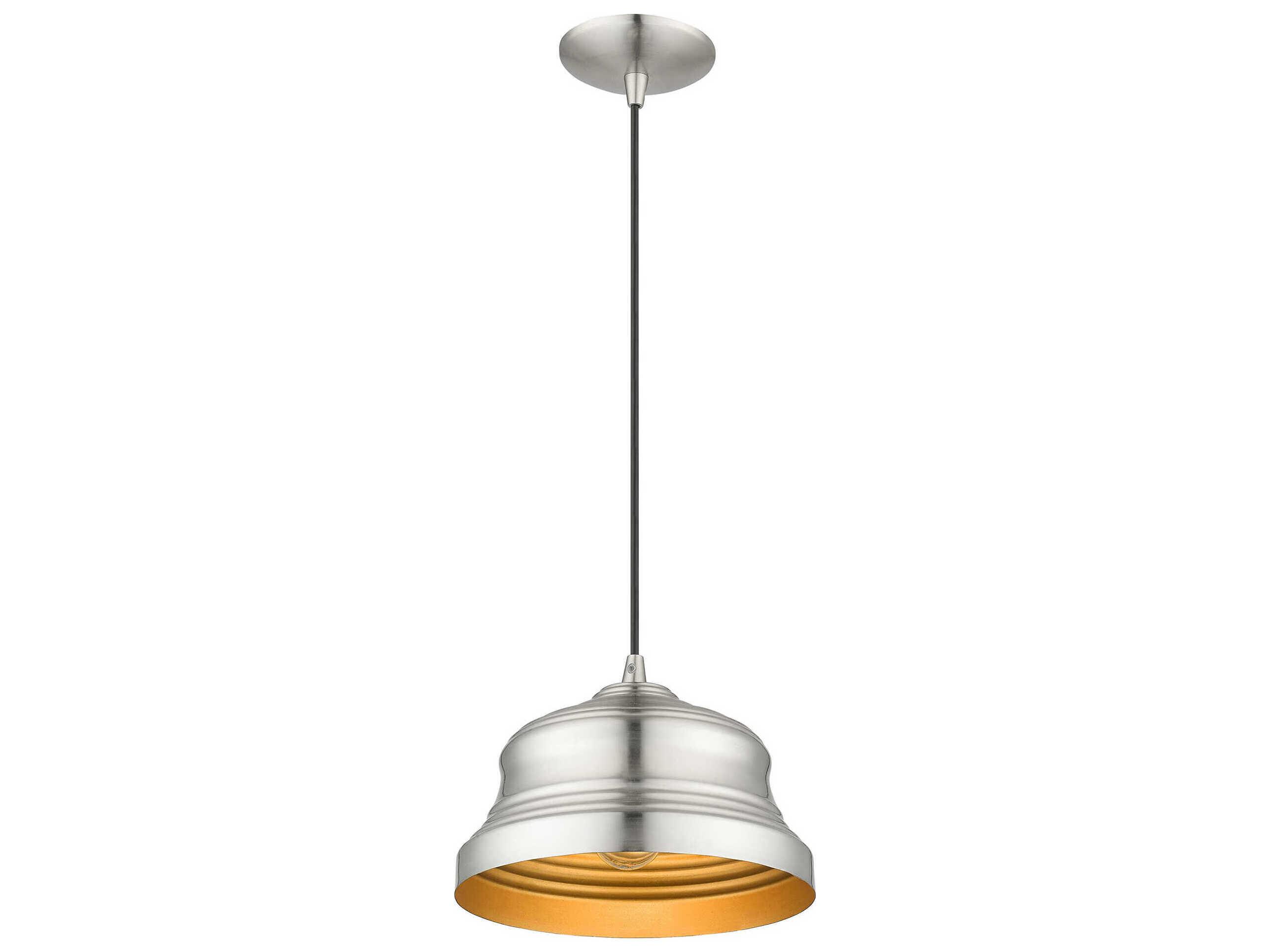 Livex Lighting Endicott 1-Light Brushed Nickel Bell Mini Pendant