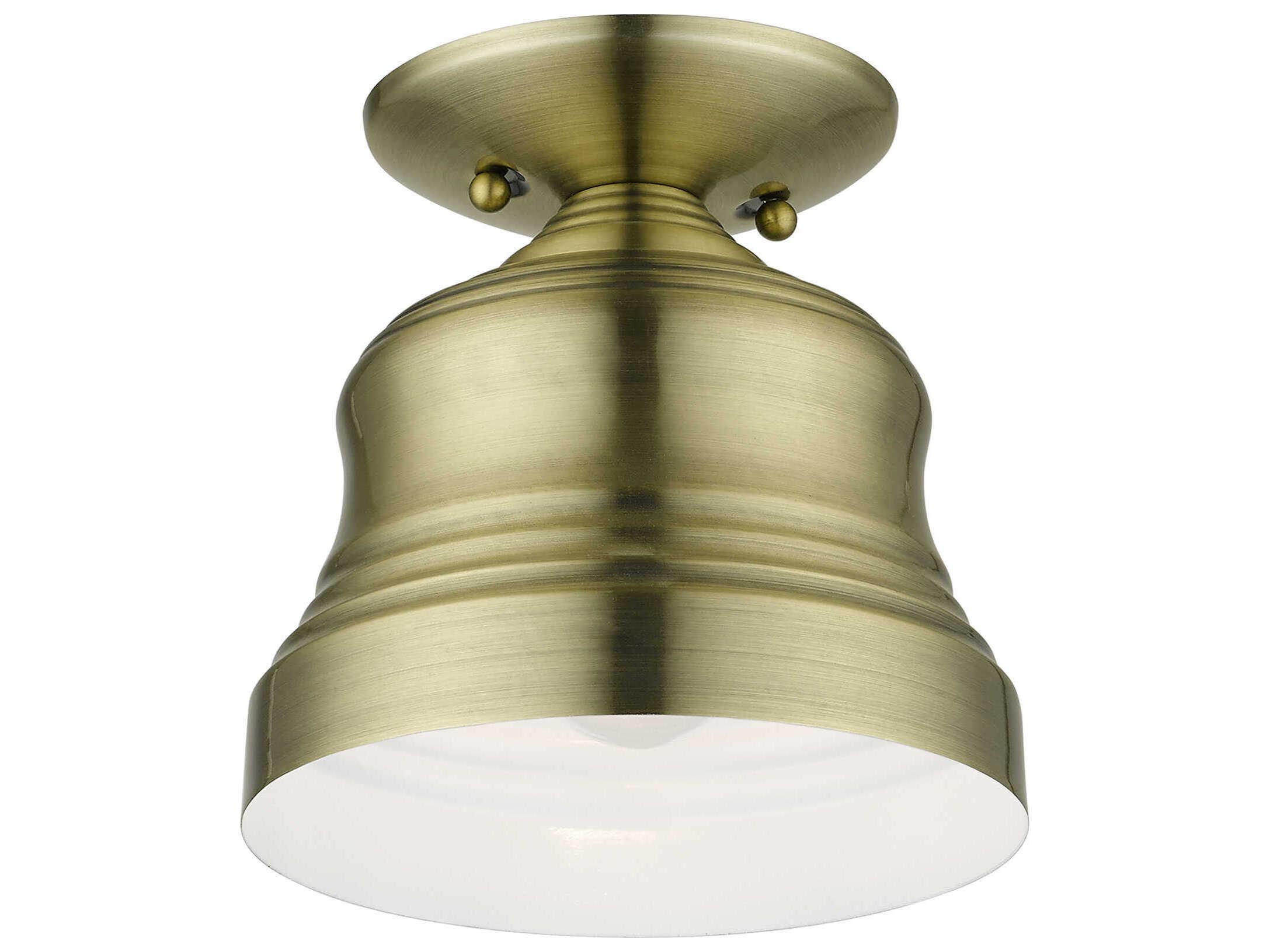 Livex Lighting Endicott 1-Light Antique Brass Semi Flush Mount