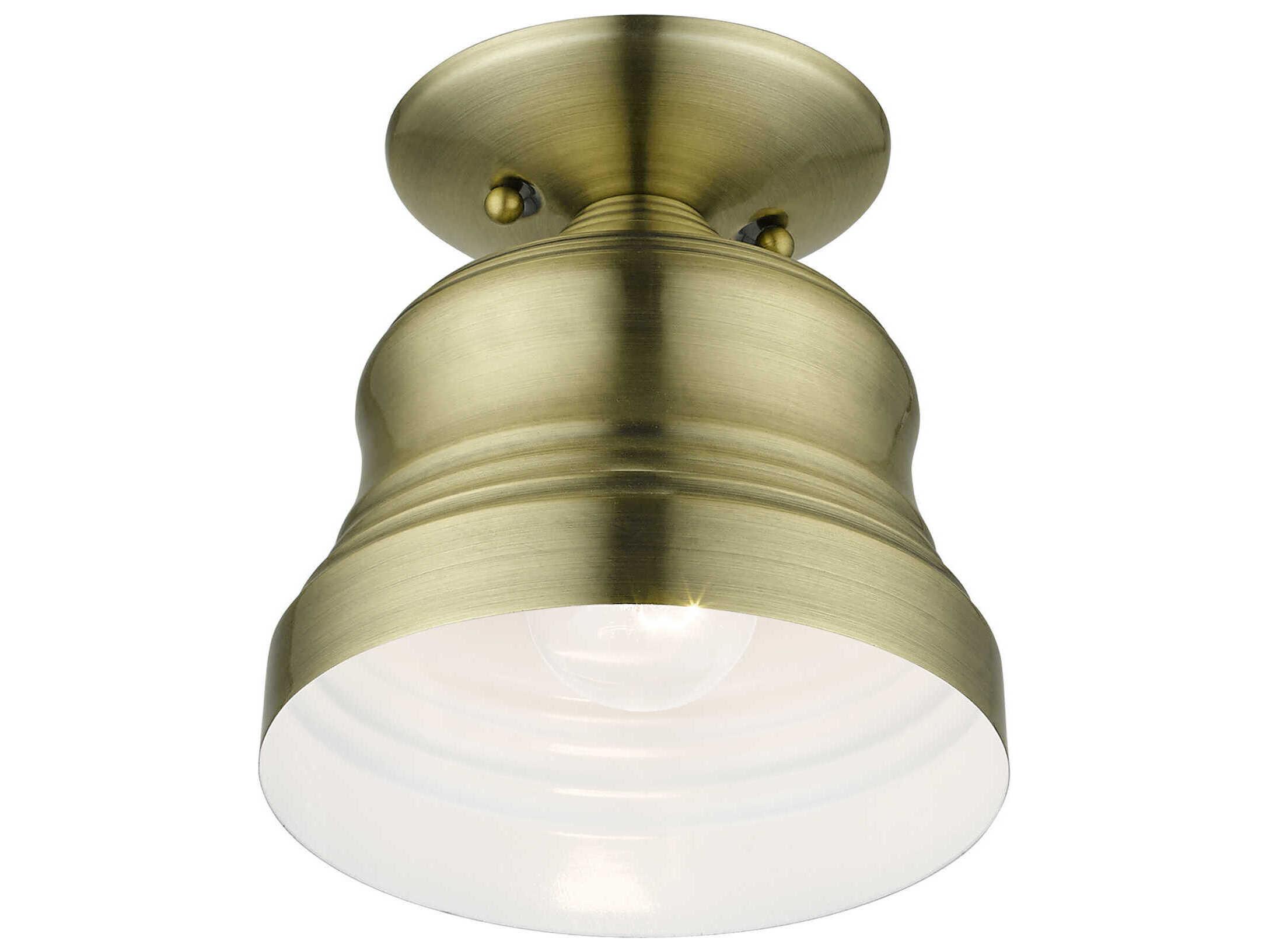 Livex Lighting Endicott 1-Light Antique Brass Semi Flush Mount