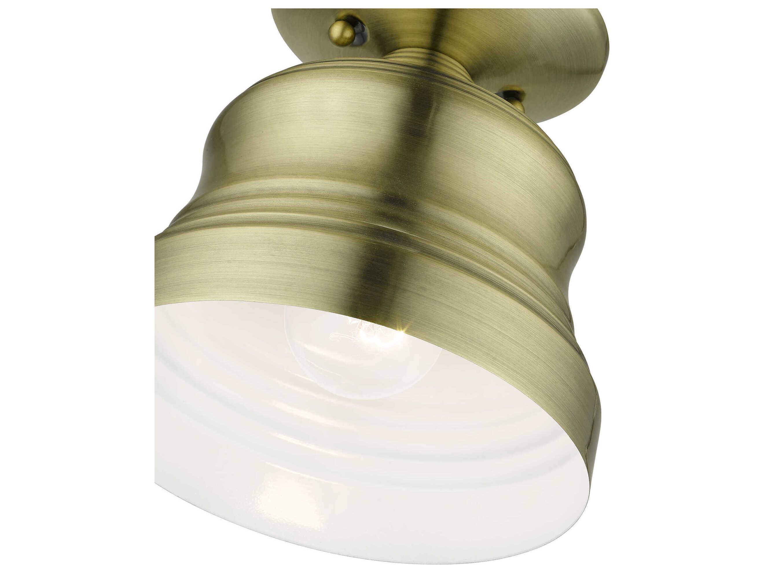 Livex Lighting Endicott 1-Light Antique Brass Semi Flush Mount