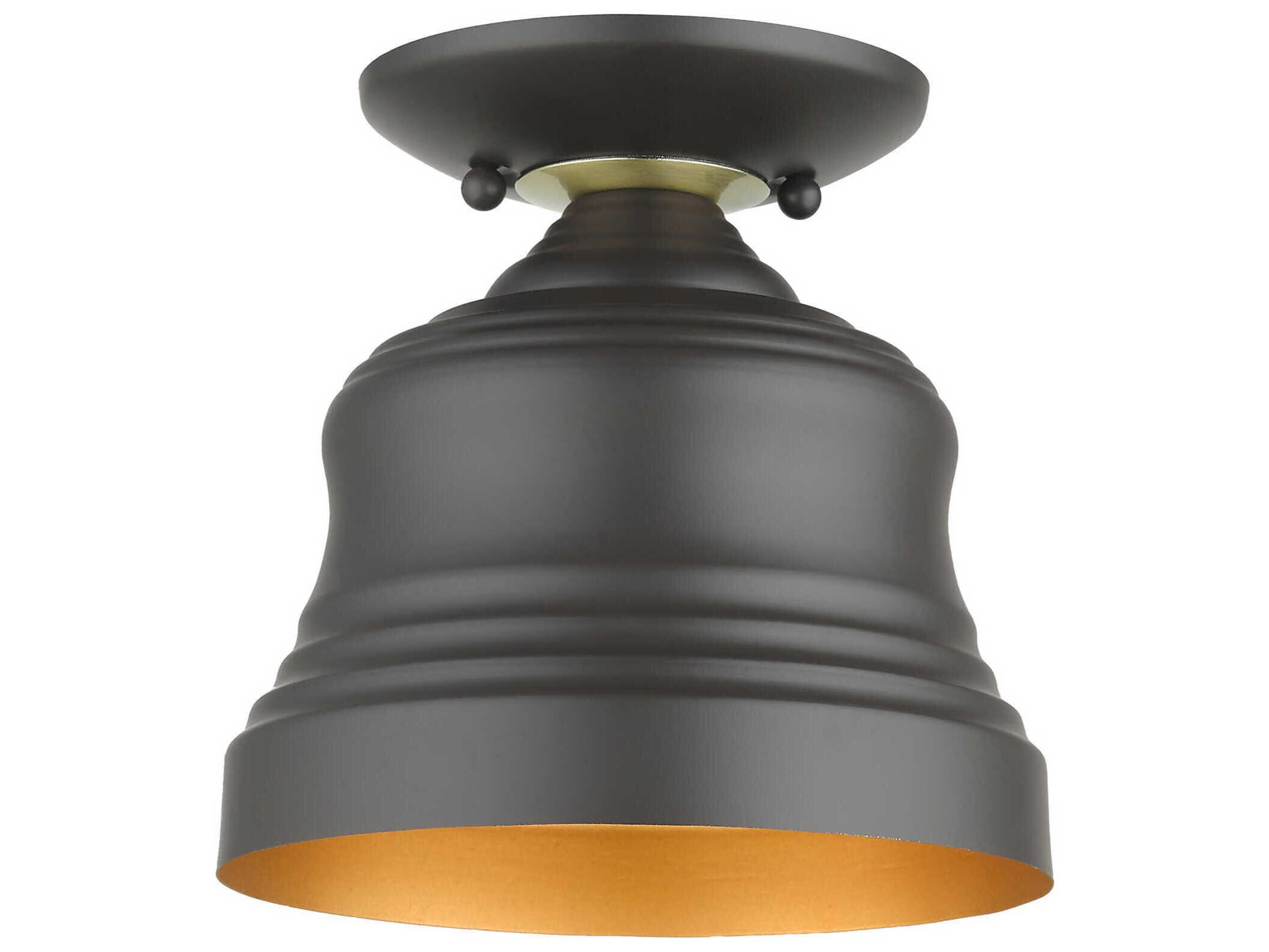 Livex Lighting Endicott 1-Light Bronze Antique Brass Semi Flush Mount