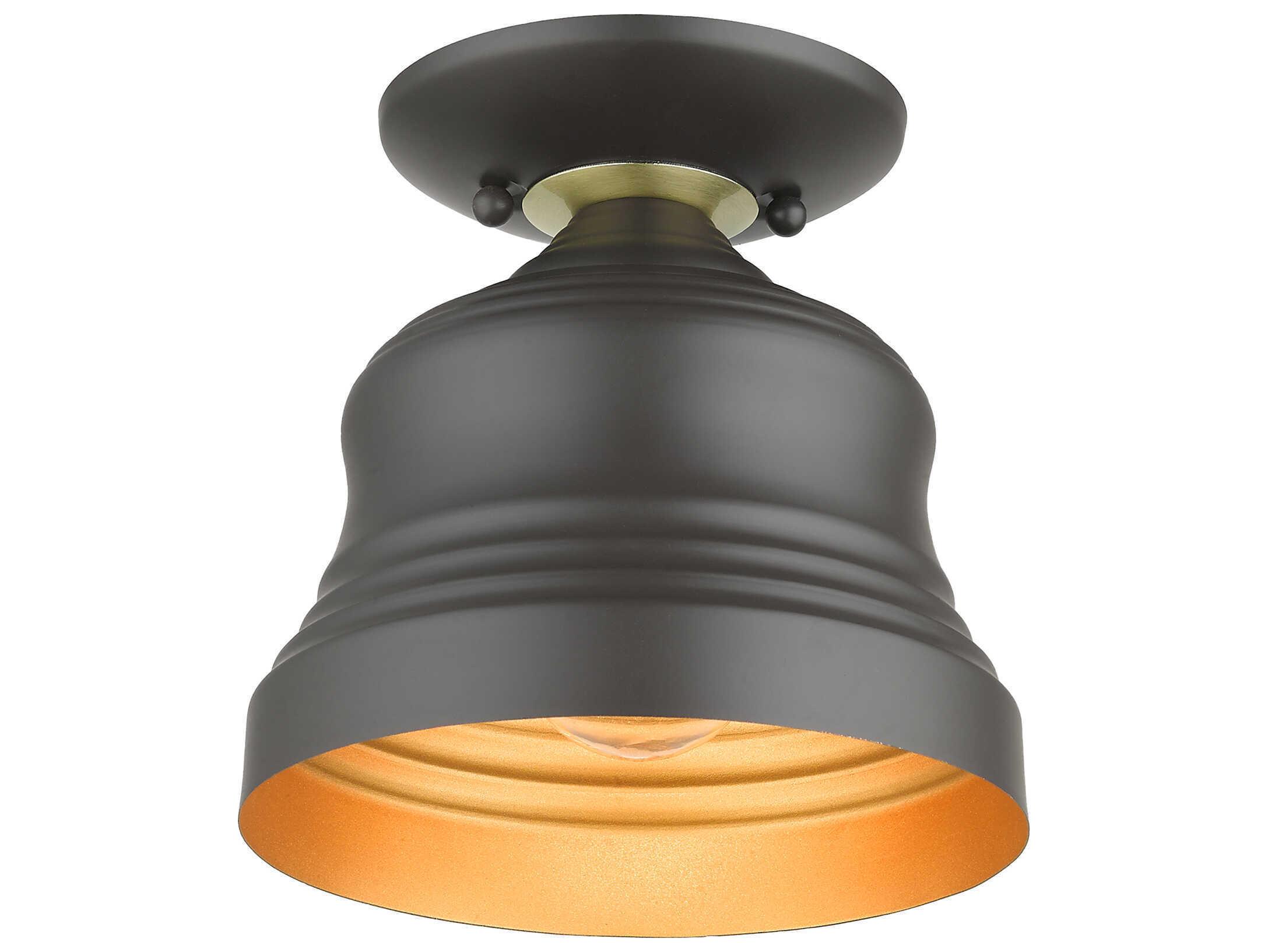 Livex Lighting Endicott 1-Light Bronze Antique Brass Semi Flush Mount