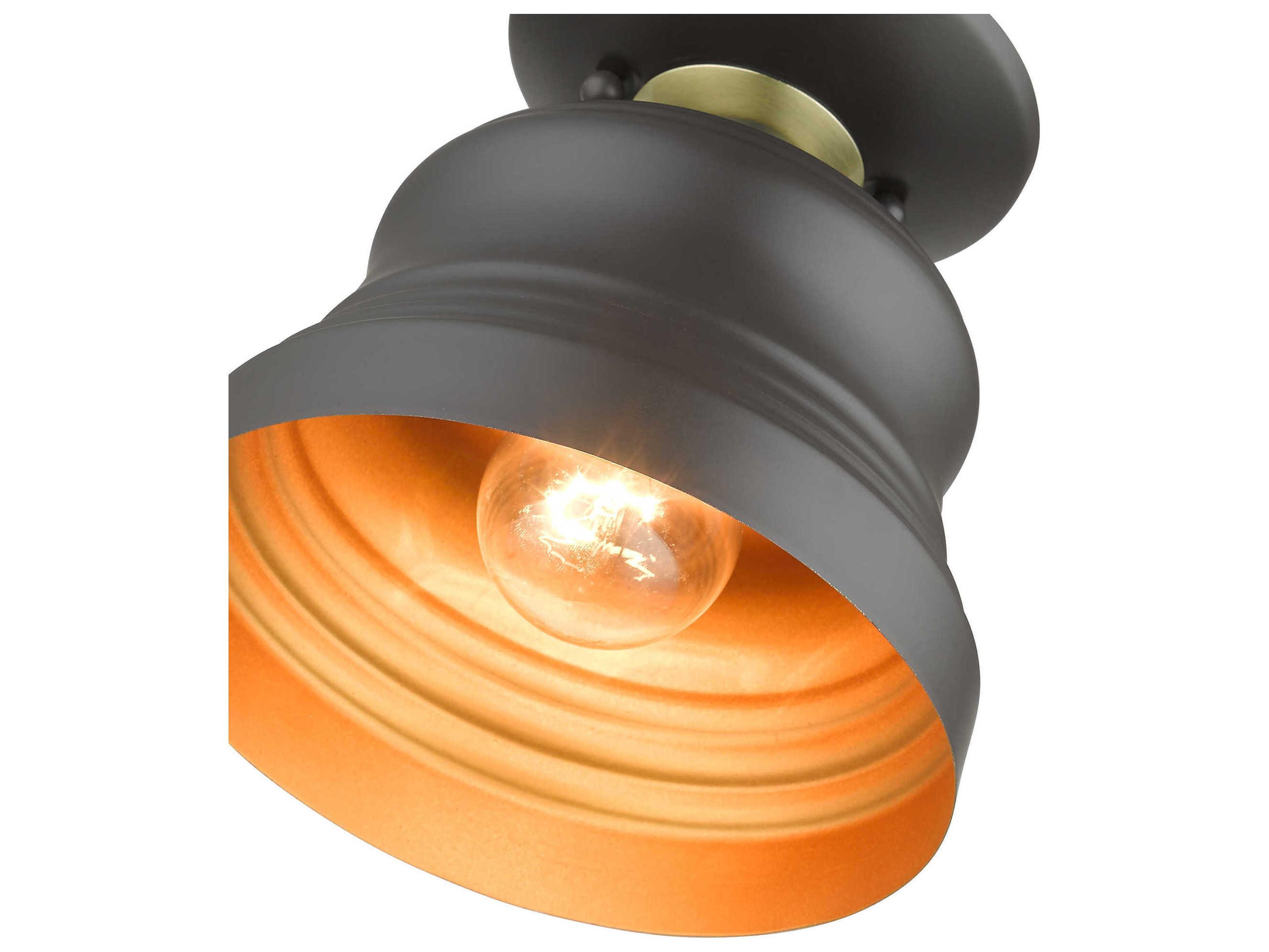 Livex Lighting Endicott 1-Light Bronze Antique Brass Semi Flush Mount
