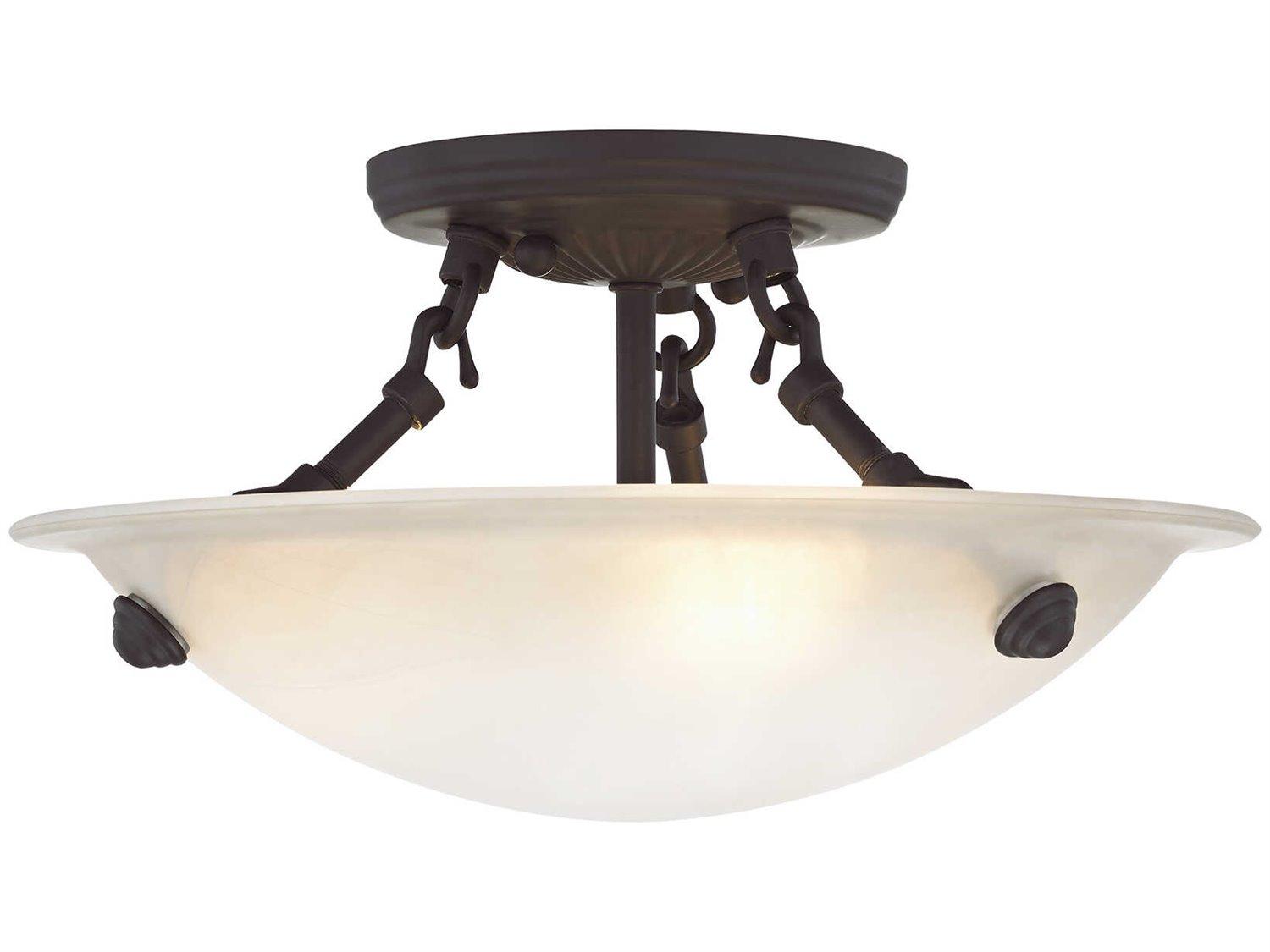 Livex Lighting Oasis 3-Light Bronze Bowl Semi Flush Mount