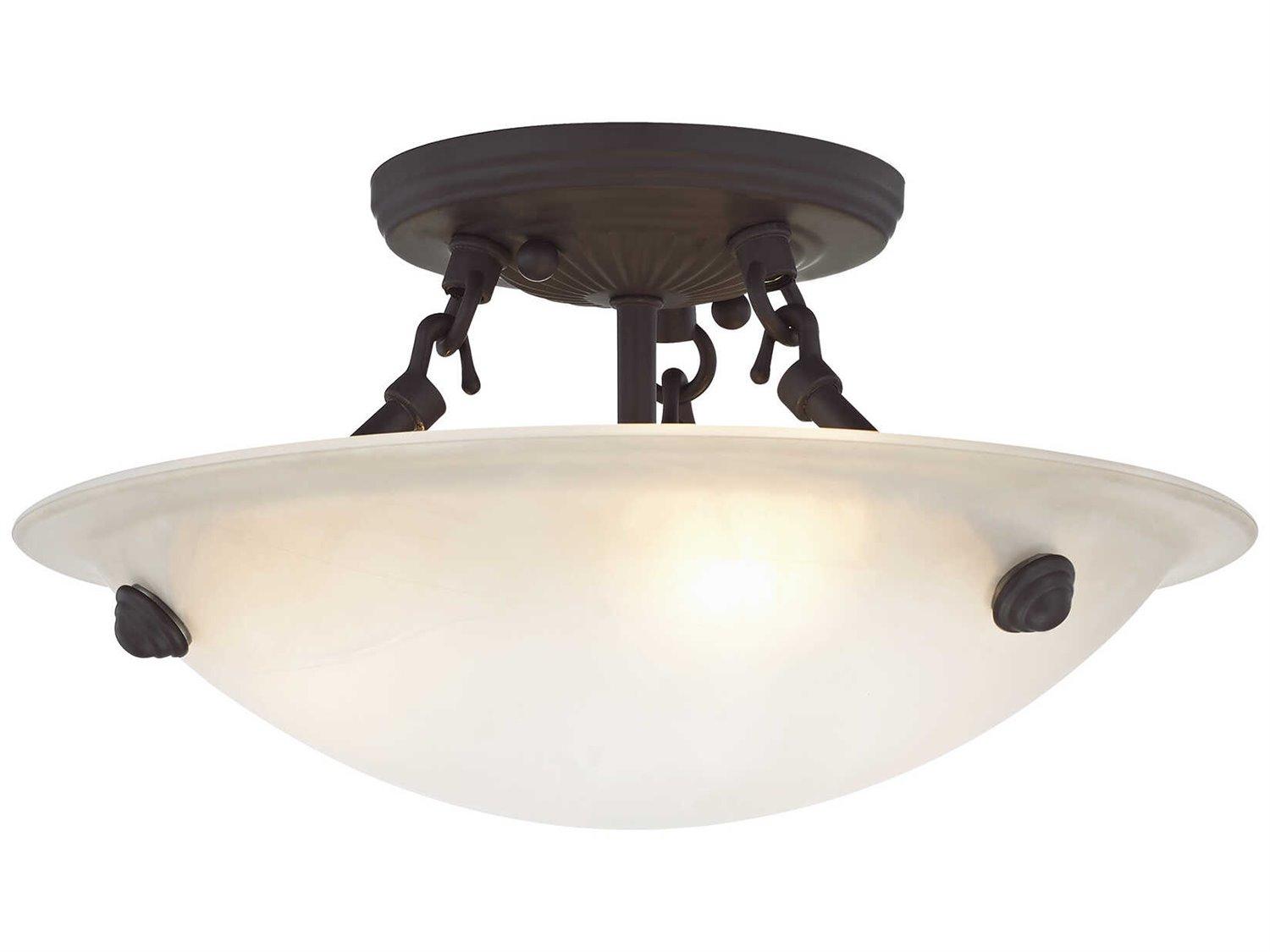 Livex Lighting Oasis 3-Light Bronze Bowl Semi Flush Mount