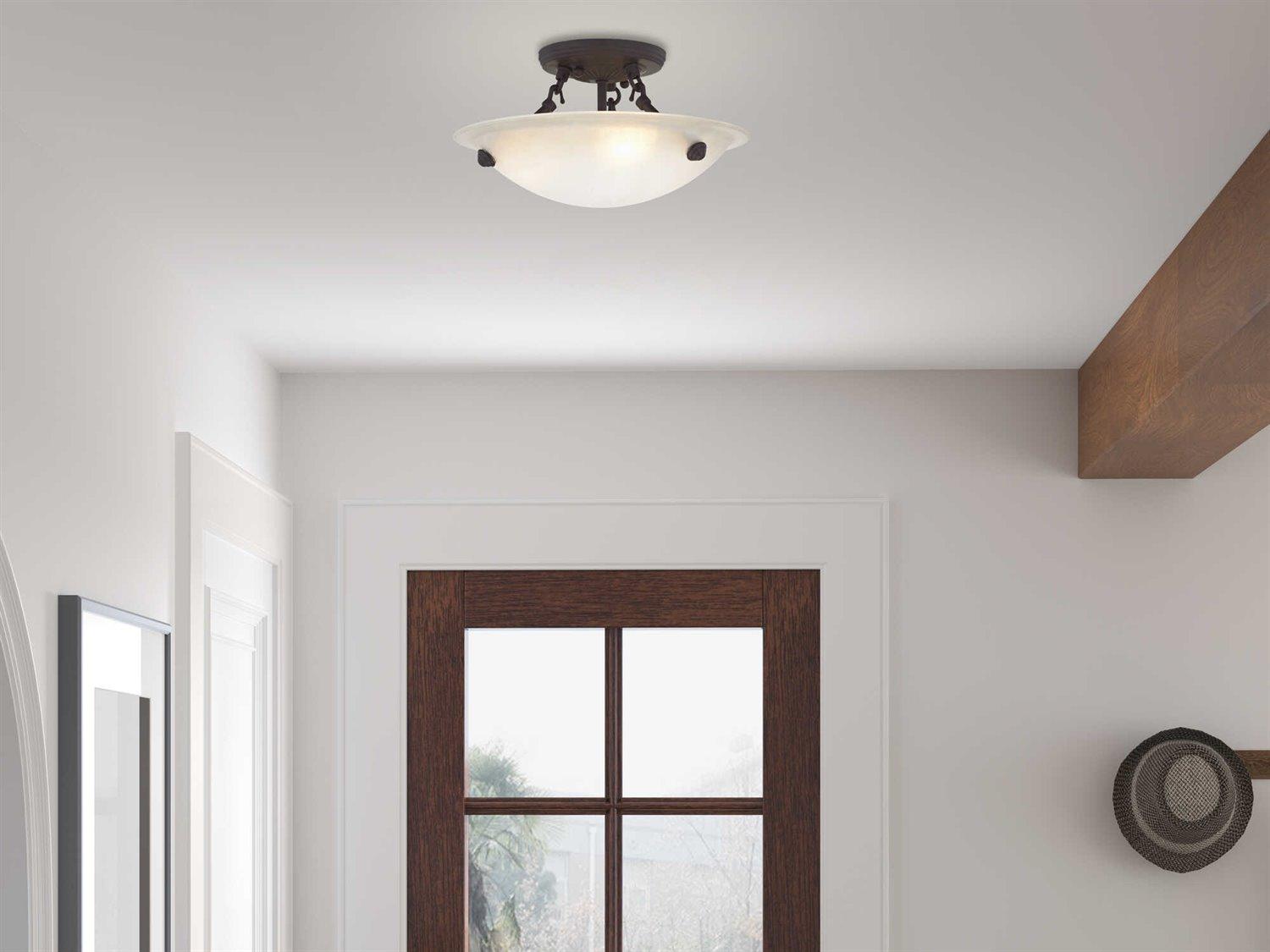 Livex Lighting Oasis 3-Light Bronze Bowl Semi Flush Mount