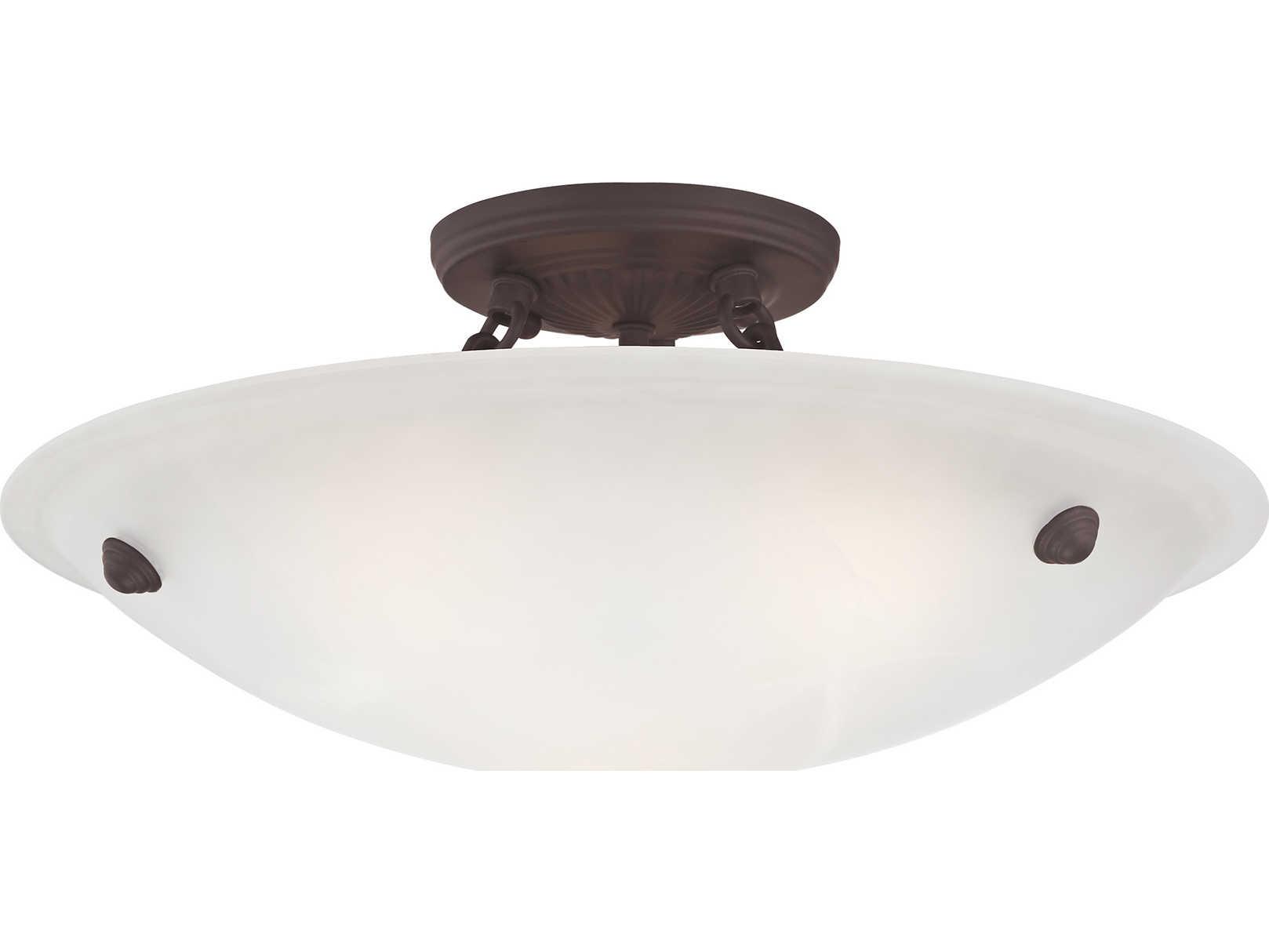 Livex Lighting Oasis 3-Light Bronze Copper Glass Bowl Semi Flush Mount