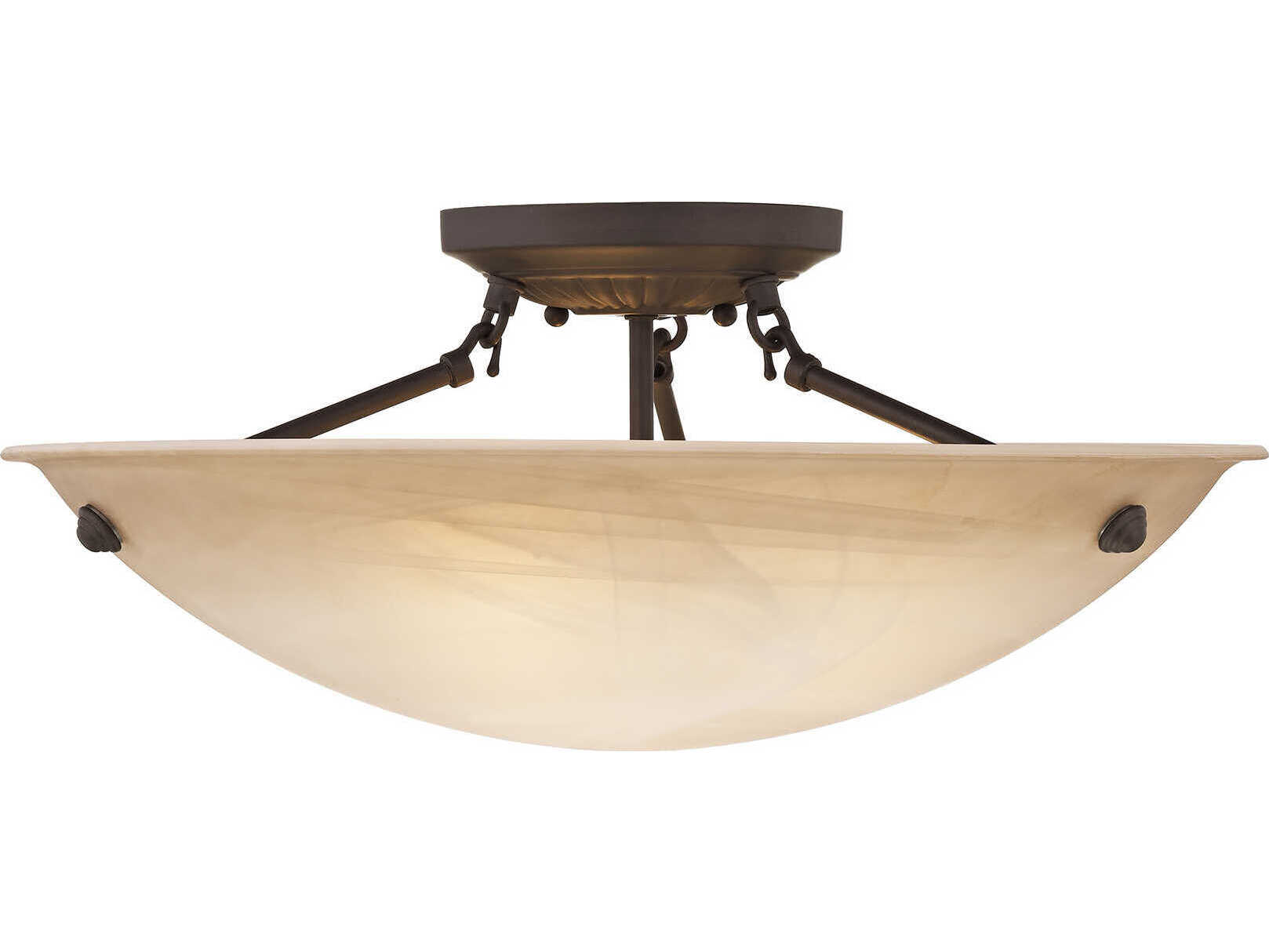 Livex Lighting Oasis 3-Light Bronze Glass Bowl Semi Flush Mount