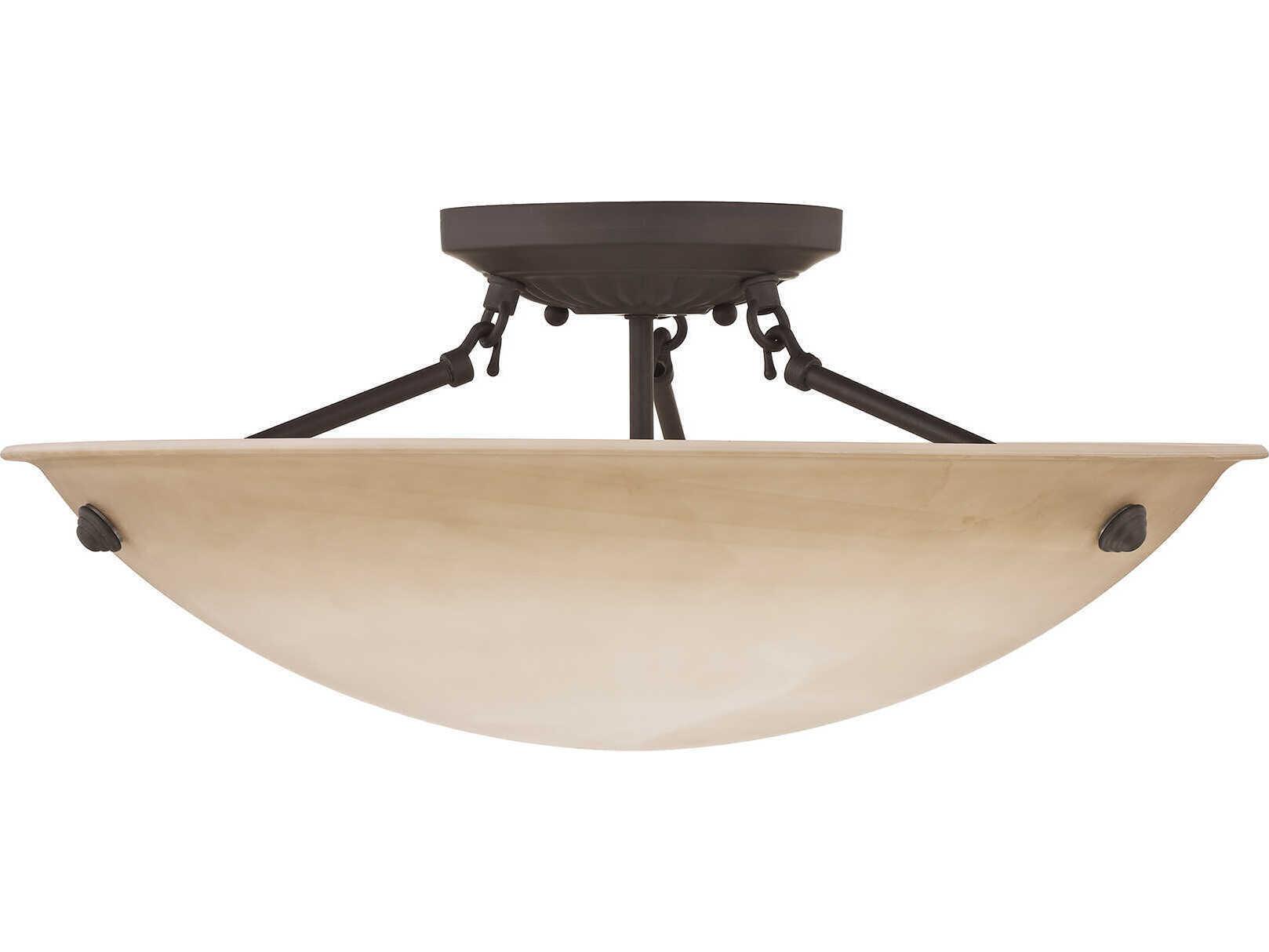 Livex Lighting Oasis 3-Light Bronze Glass Bowl Semi Flush Mount