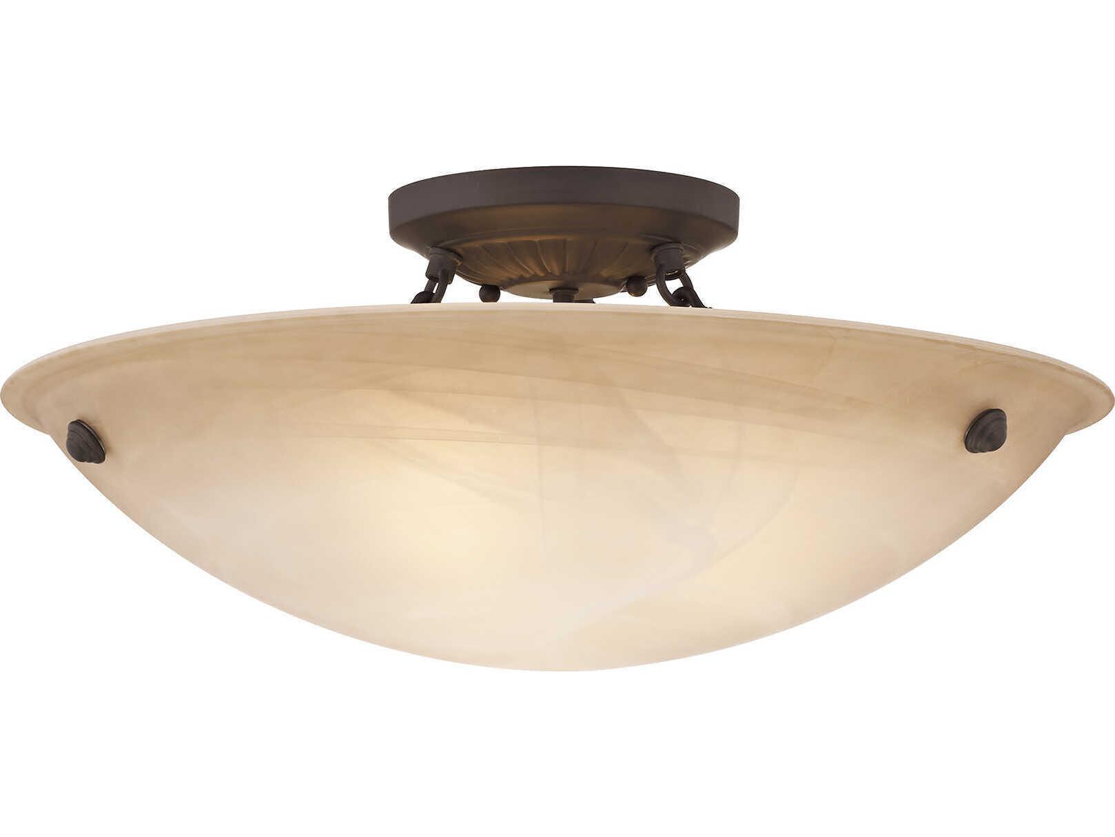 Livex Lighting Oasis 3-Light Bronze Glass Bowl Semi Flush Mount