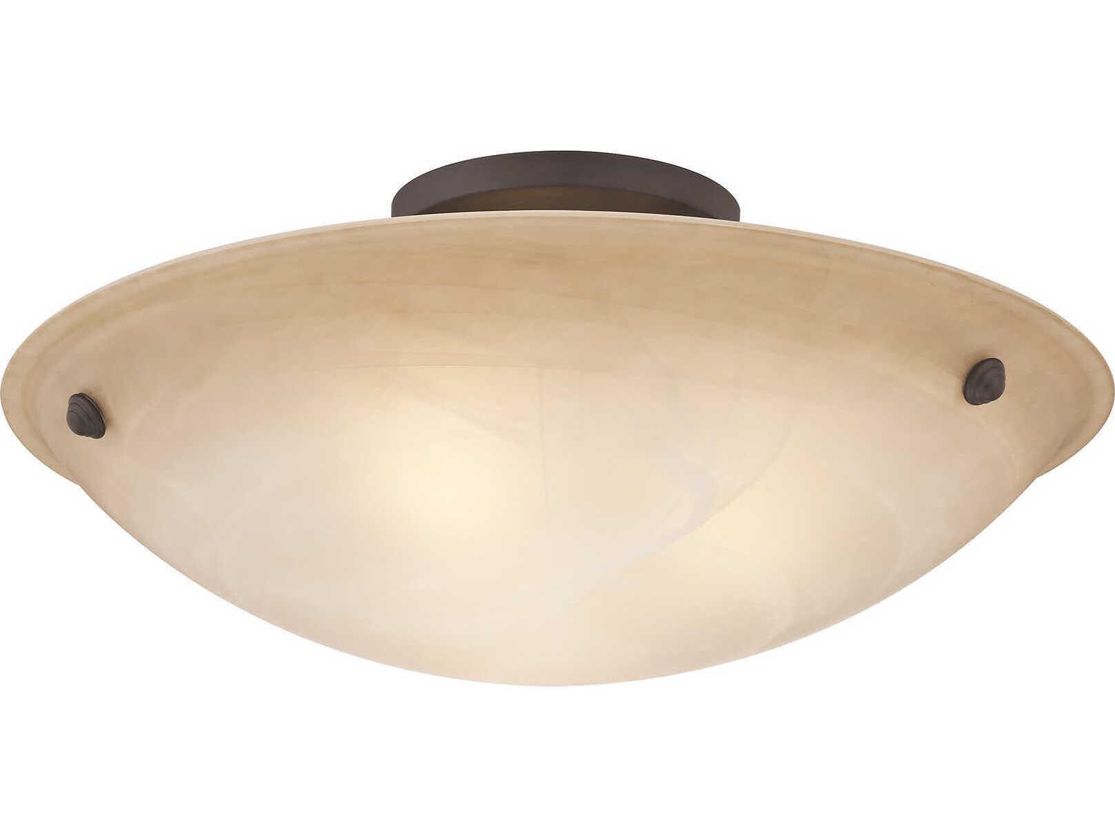 Livex Lighting Oasis 3-Light Bronze Glass Bowl Semi Flush Mount