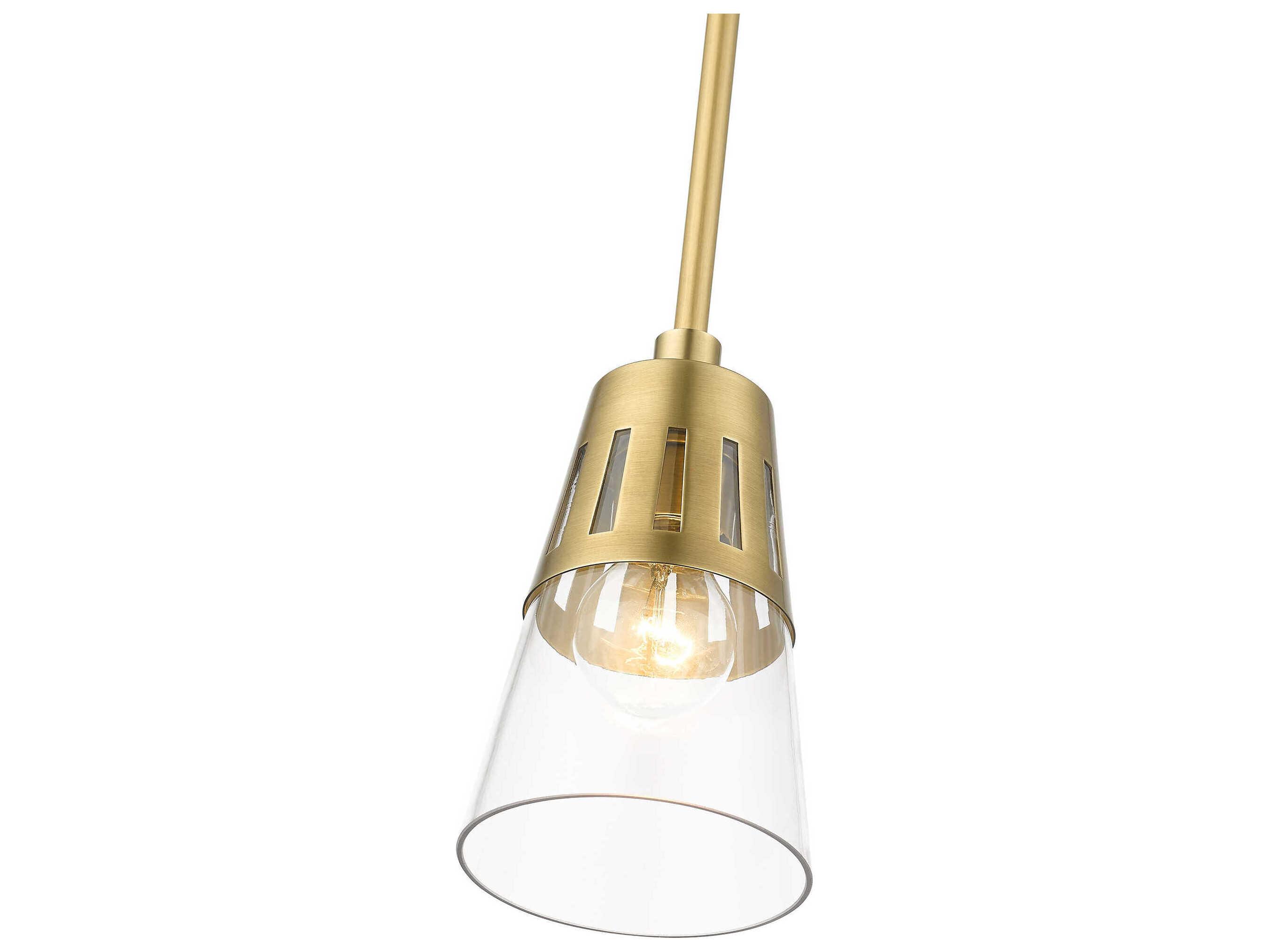 Livex Lighting Bennington 1-Light Natural Brass Glass Mini Pendant