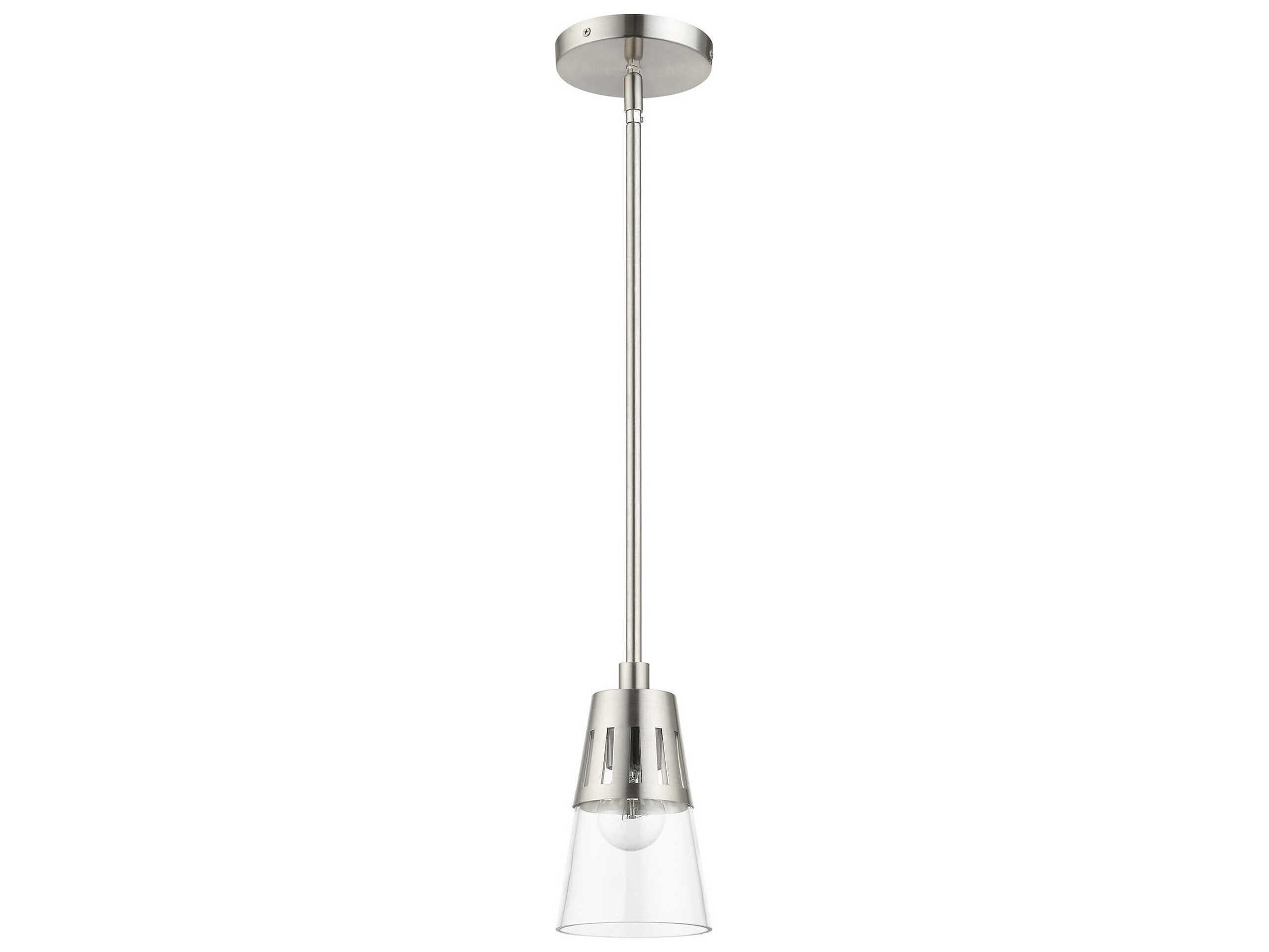 Livex Lighting Bennington 1-Light Brushed Nickel Glass Mini Pendant