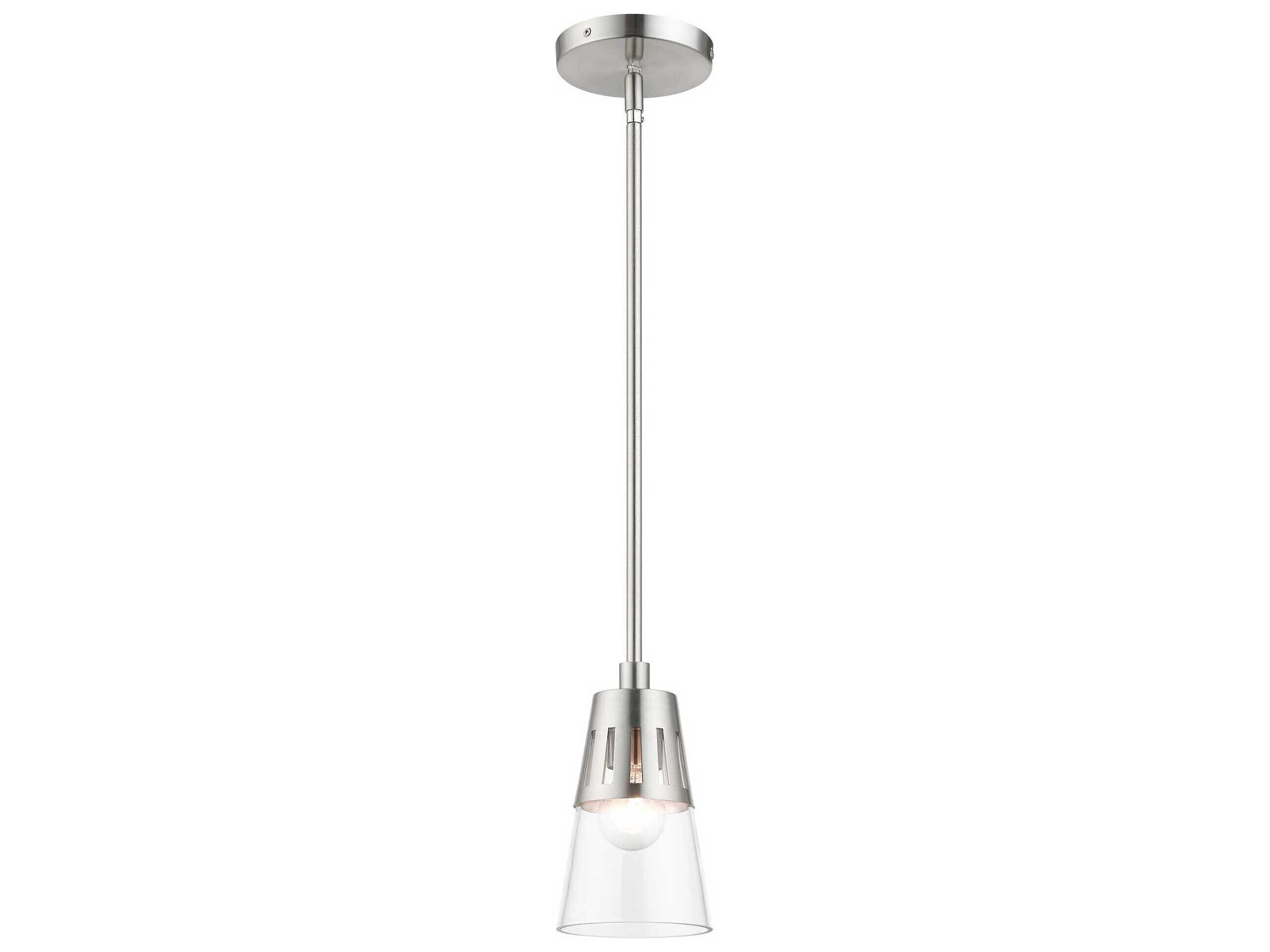 Livex Lighting Bennington 1-Light Brushed Nickel Glass Mini Pendant