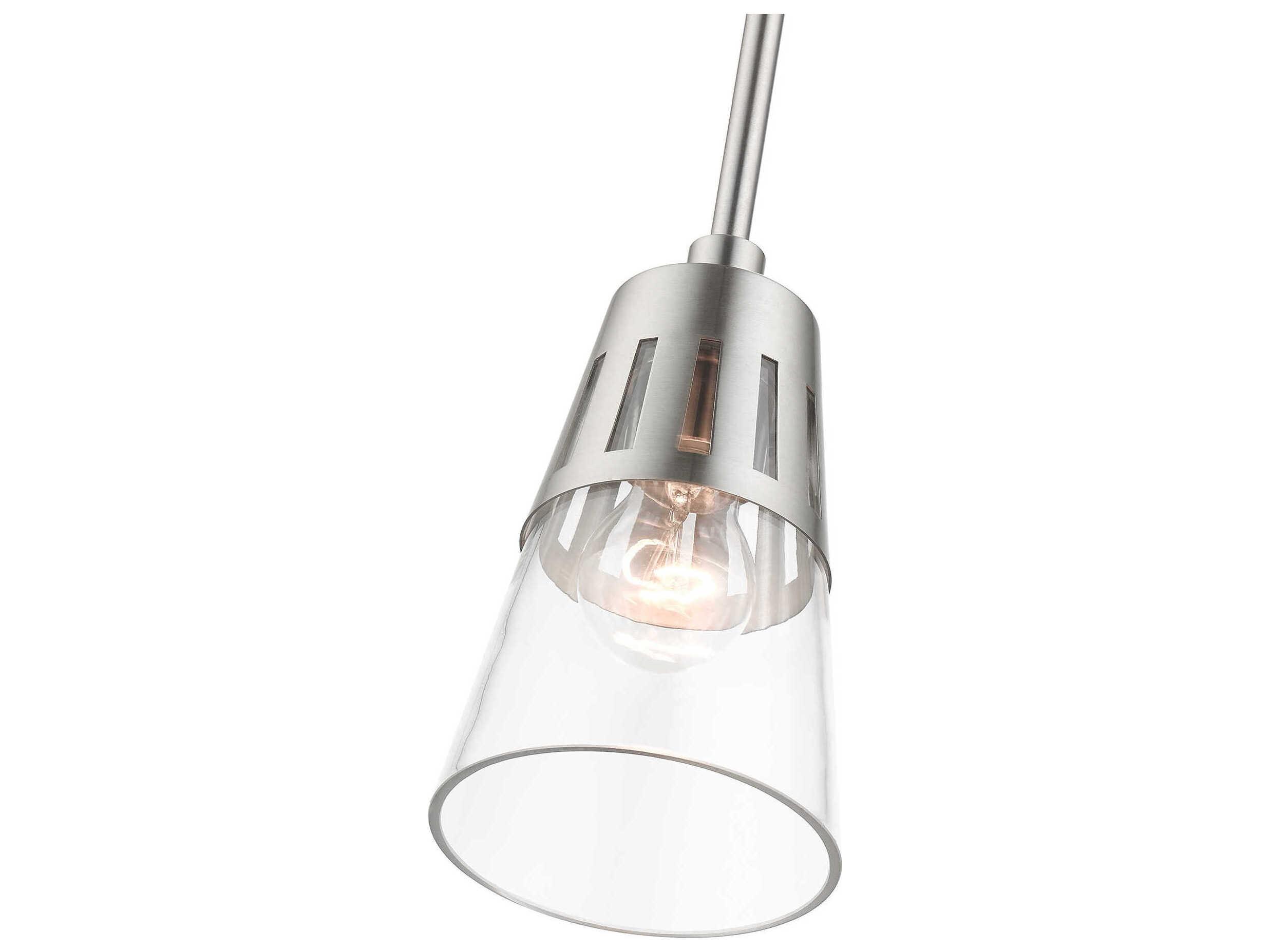 Livex Lighting Bennington 1-Light Brushed Nickel Glass Mini Pendant