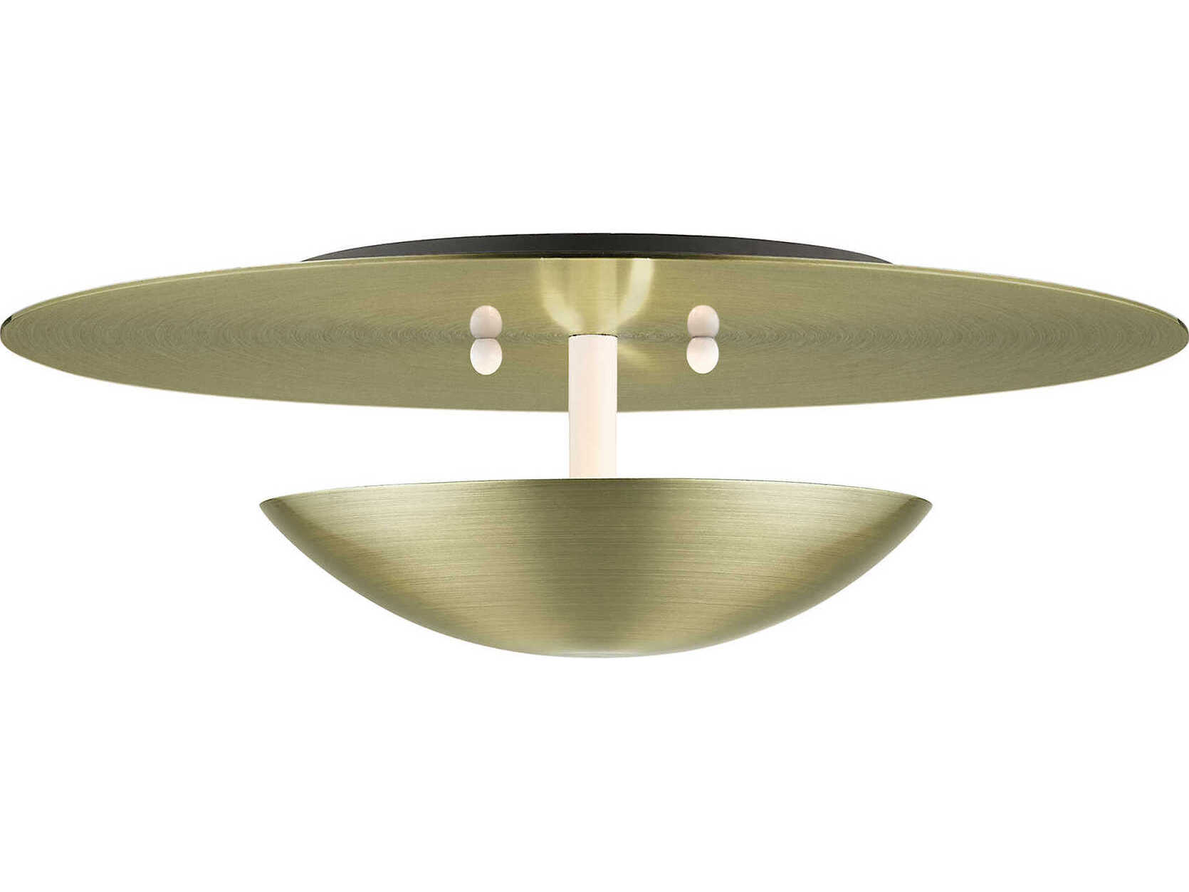 Livex Lighting Ventura 2-Light Antique Brass Flush Mount