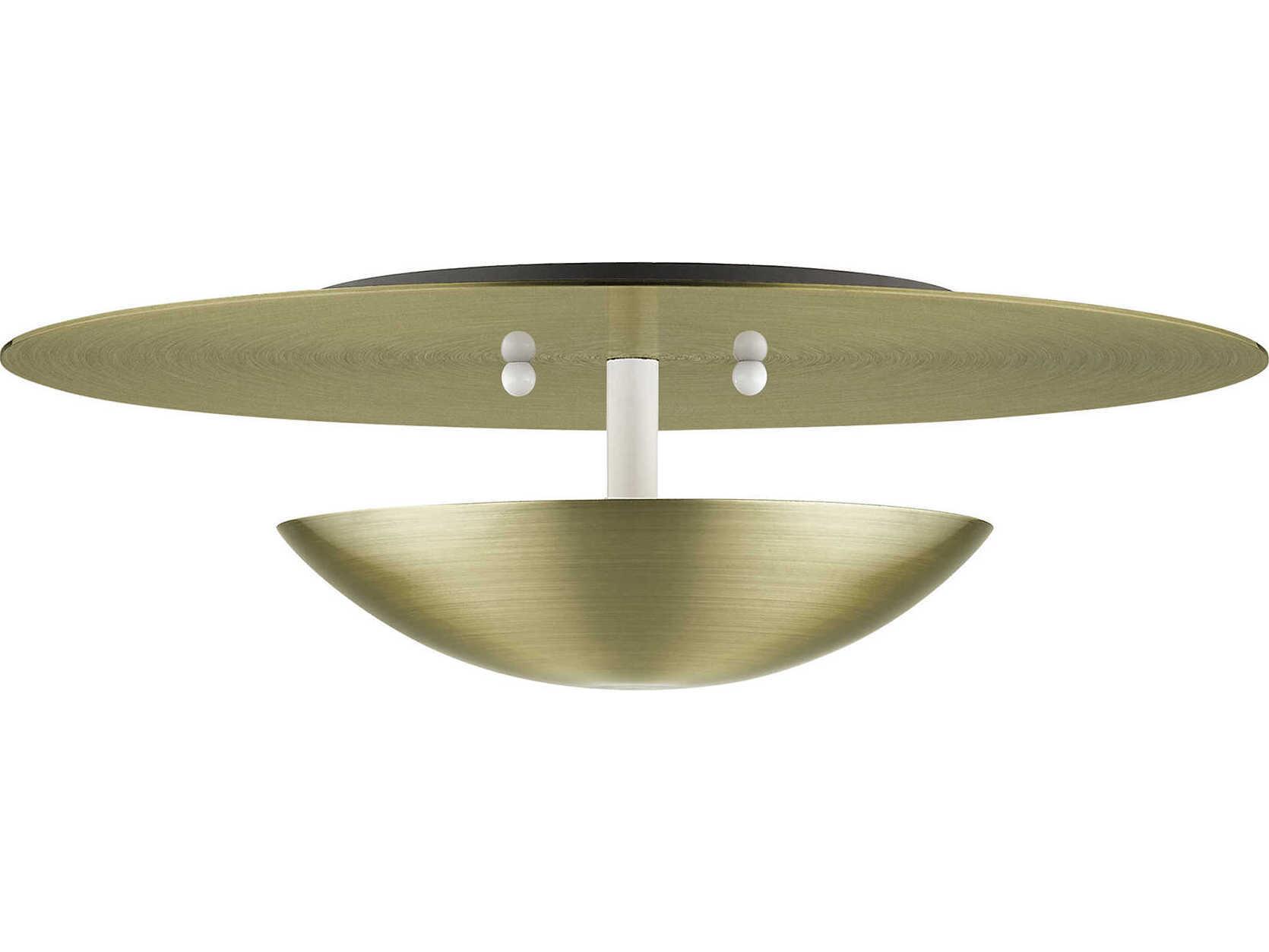 Livex Lighting Ventura 2-Light Antique Brass Flush Mount