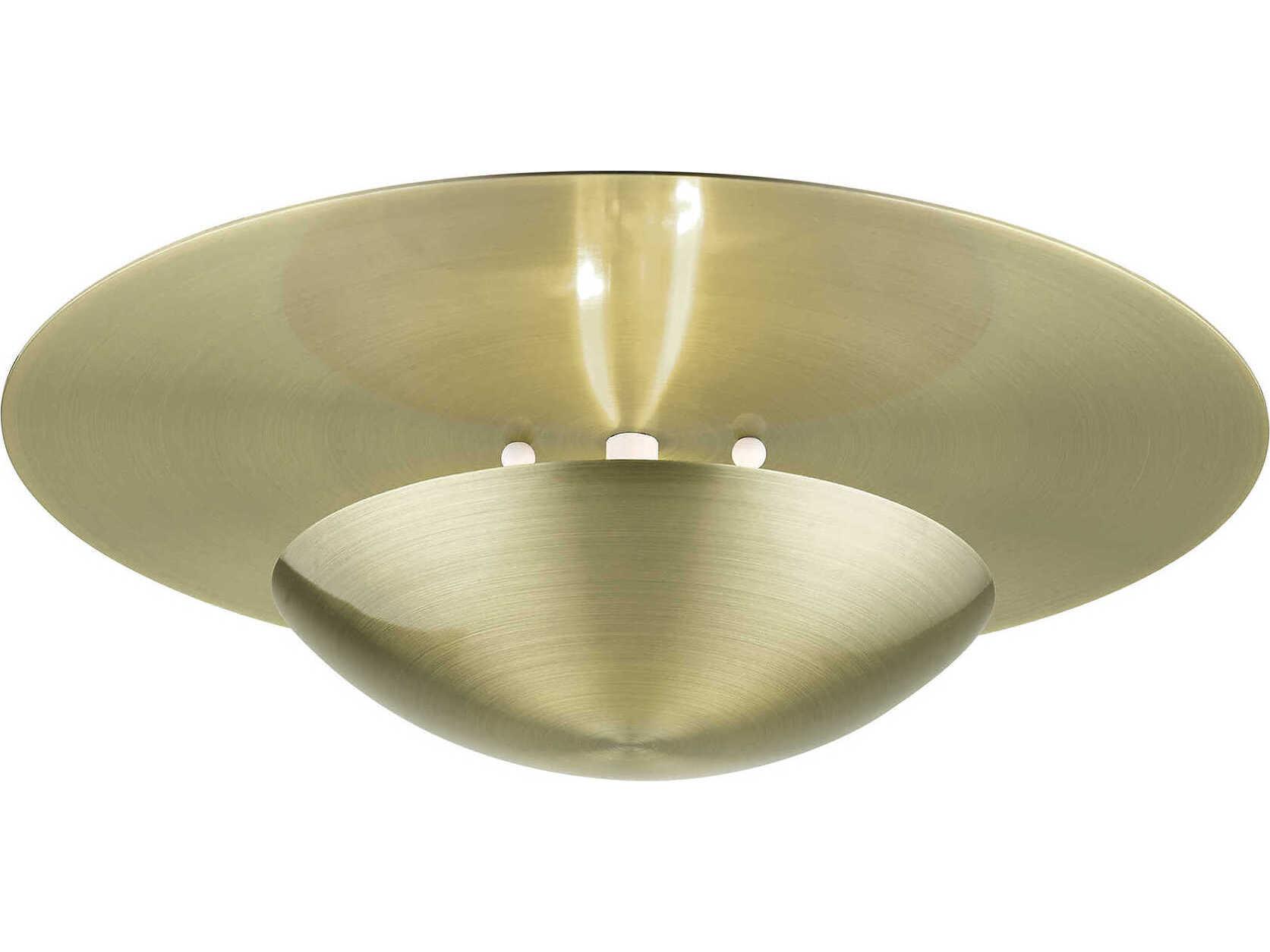 Livex Lighting Ventura 2-Light Antique Brass Flush Mount
