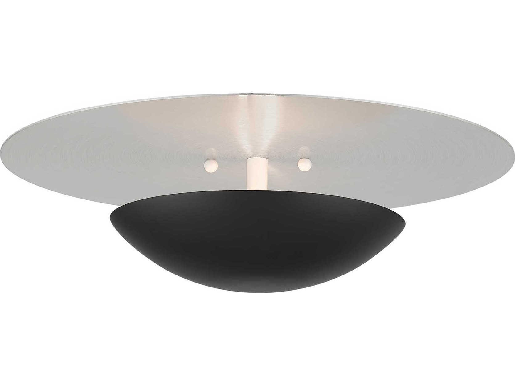 Livex Lighting Ventura 2-Light Black Brushed Nickel Flush Mount