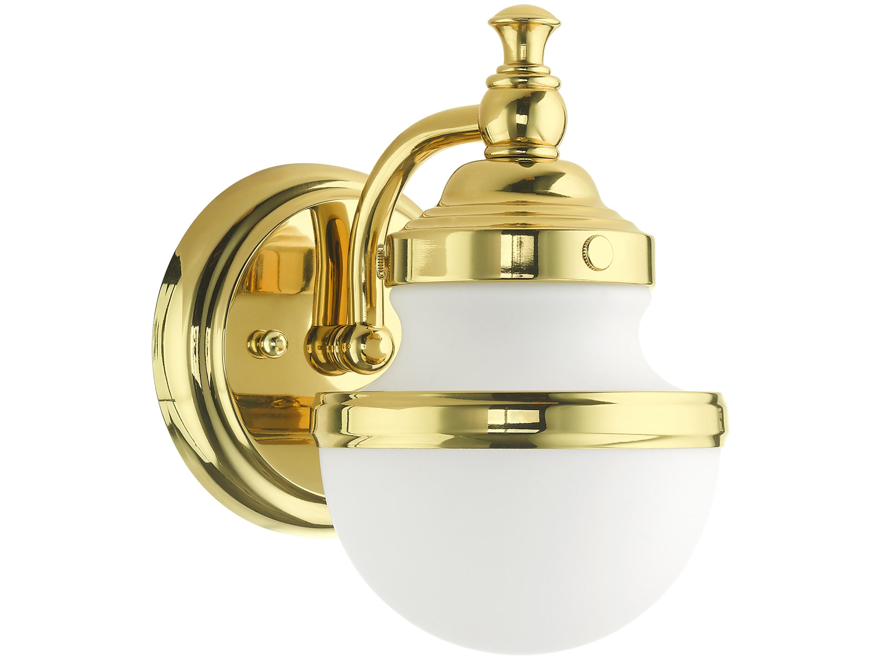 Livex Lighting Oldwick 1-Light Polished Brass Glass Wall Sconce