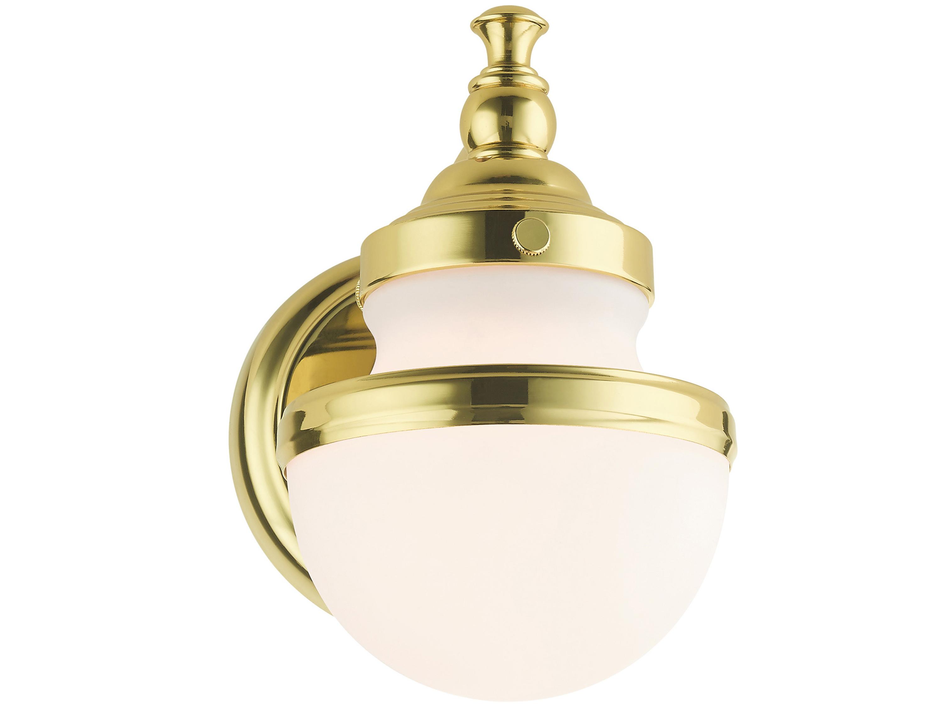 Livex Lighting Oldwick 1-Light Polished Brass Glass Wall Sconce