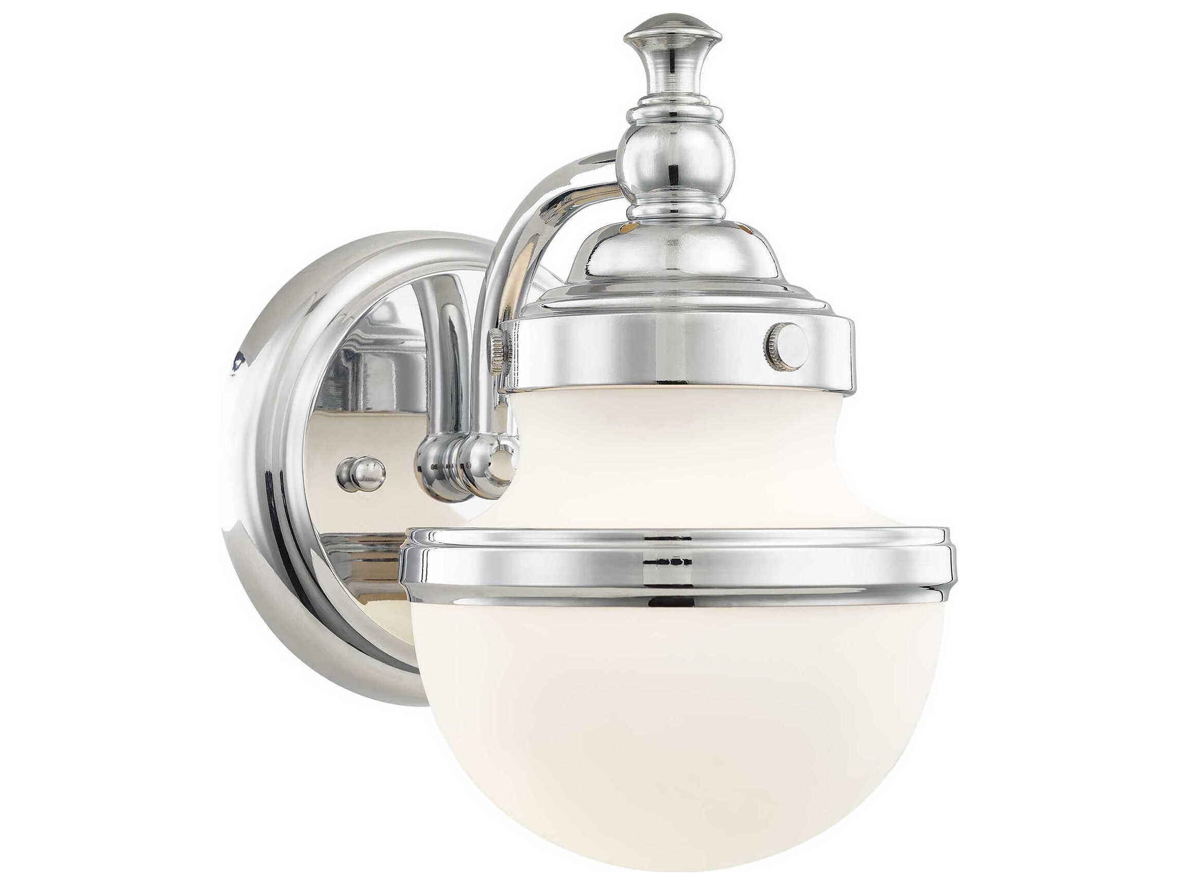Livex Lighting Oldwick 1-Light Polished Chrome Glass Wall Sconce
