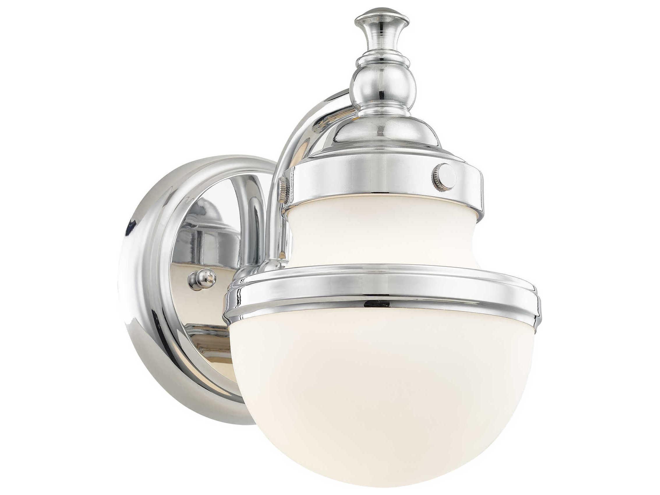 Livex Lighting Oldwick 1-Light Polished Chrome Glass Wall Sconce