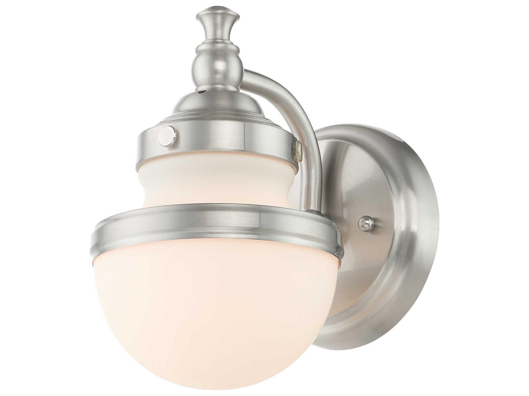 Livex Lighting Oldwick 1-Light Brushed Nickel Glass Wall Sconce