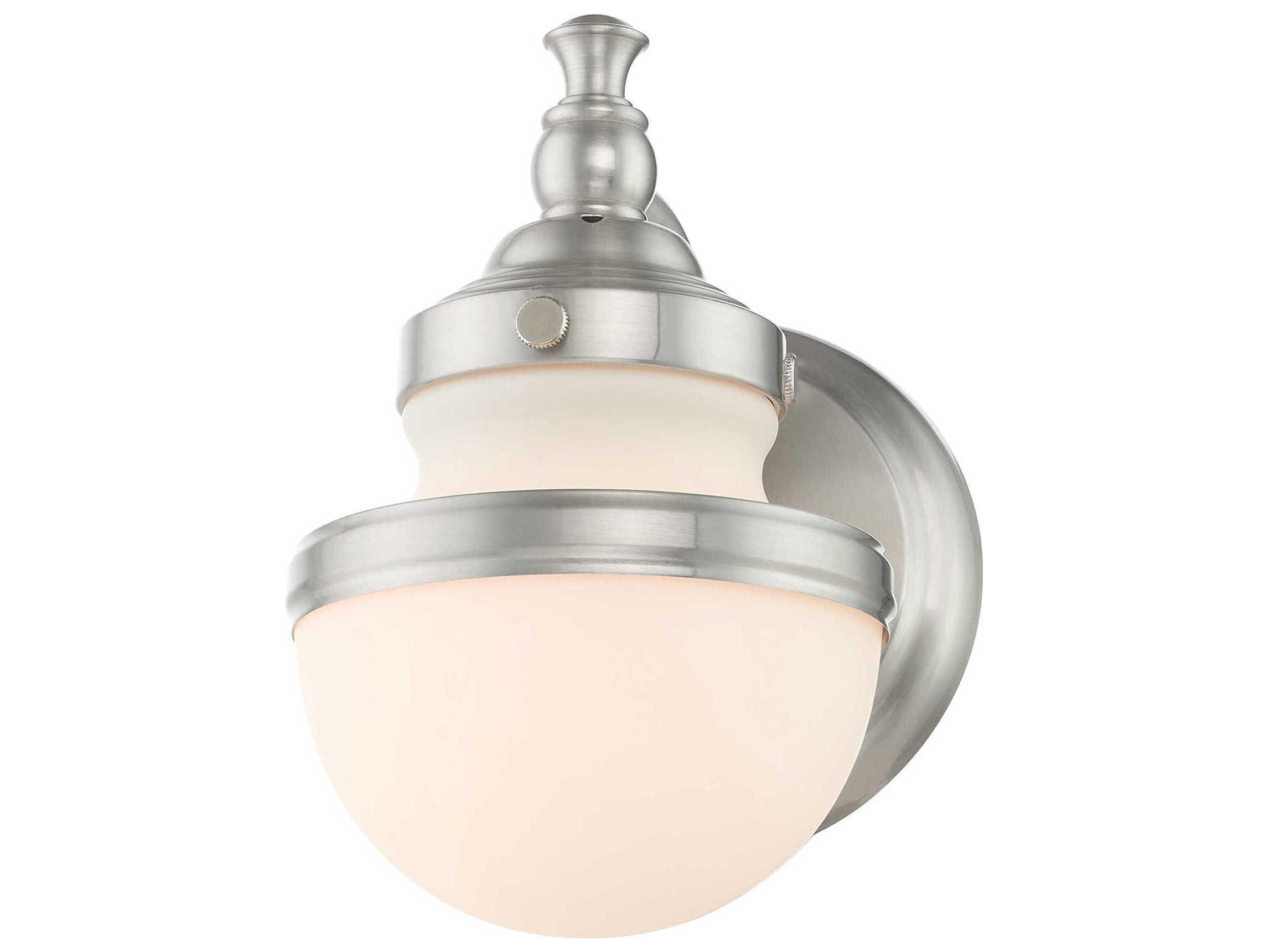 Livex Lighting Oldwick 1-Light Brushed Nickel Glass Wall Sconce