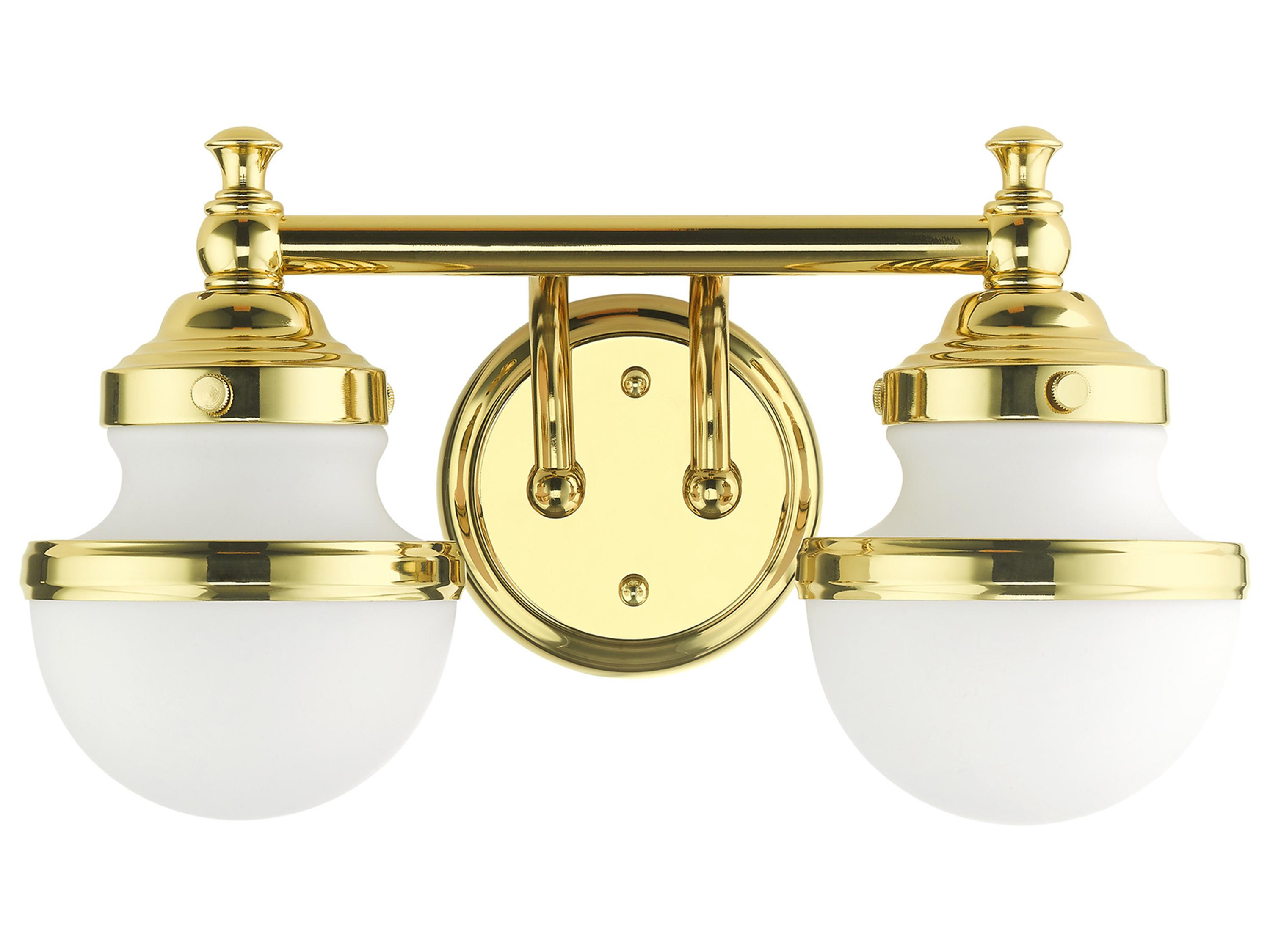 Livex Lighting Oldwick 2-Light Polished Brass Glass Vanity Light