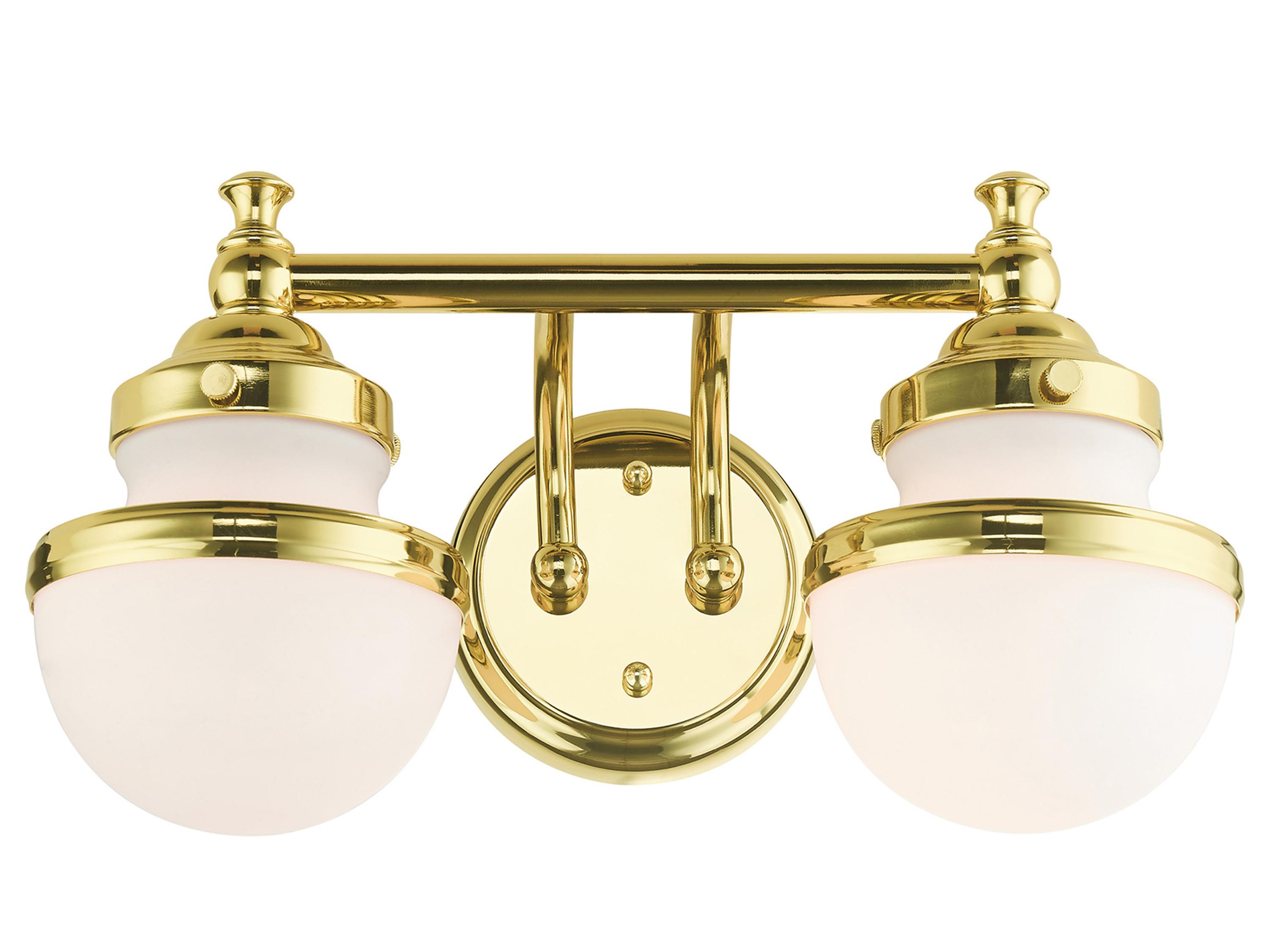 Livex Lighting Oldwick 2-Light Polished Brass Glass Vanity Light