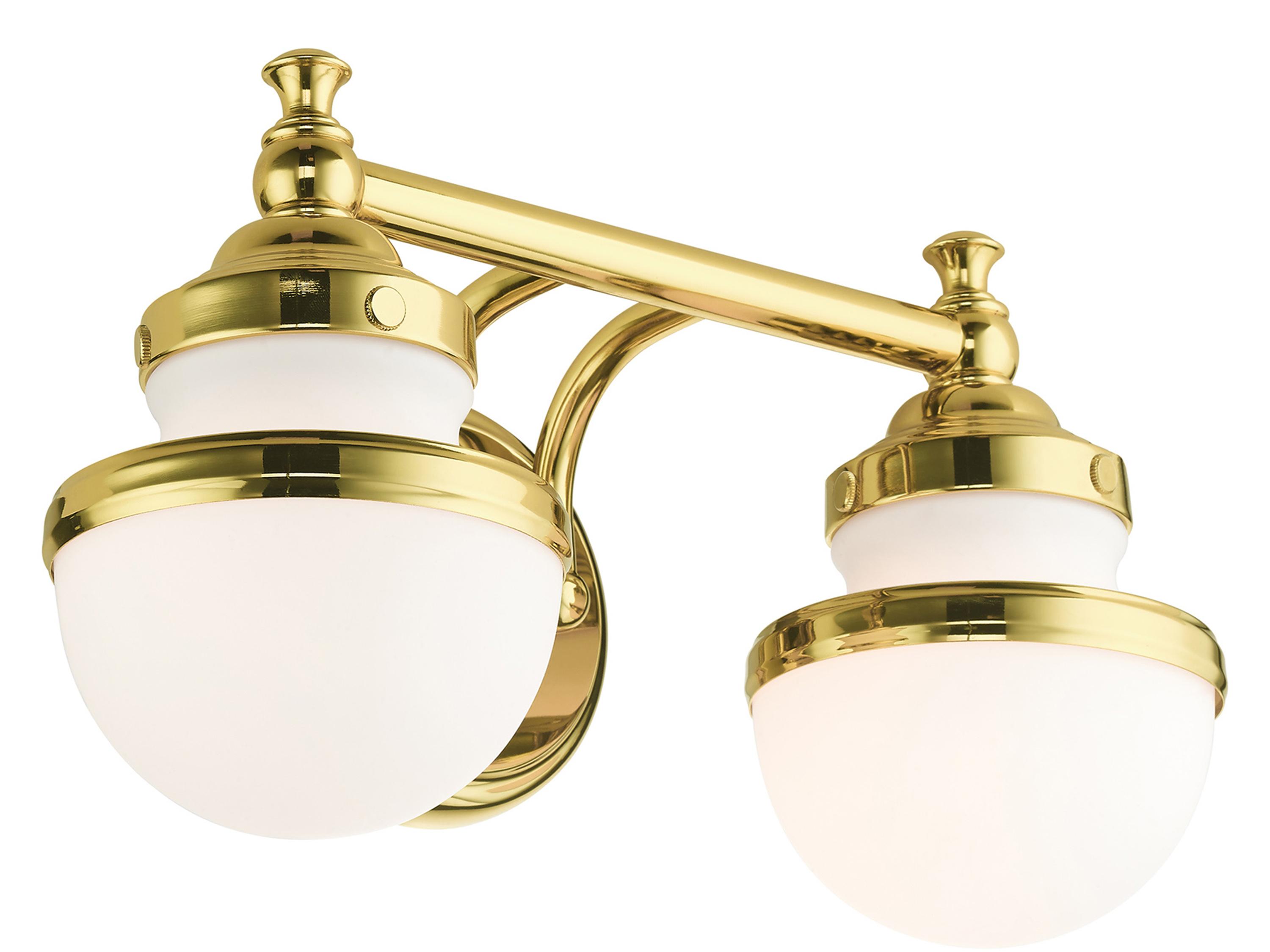 Livex Lighting Oldwick 2-Light Polished Brass Glass Vanity Light