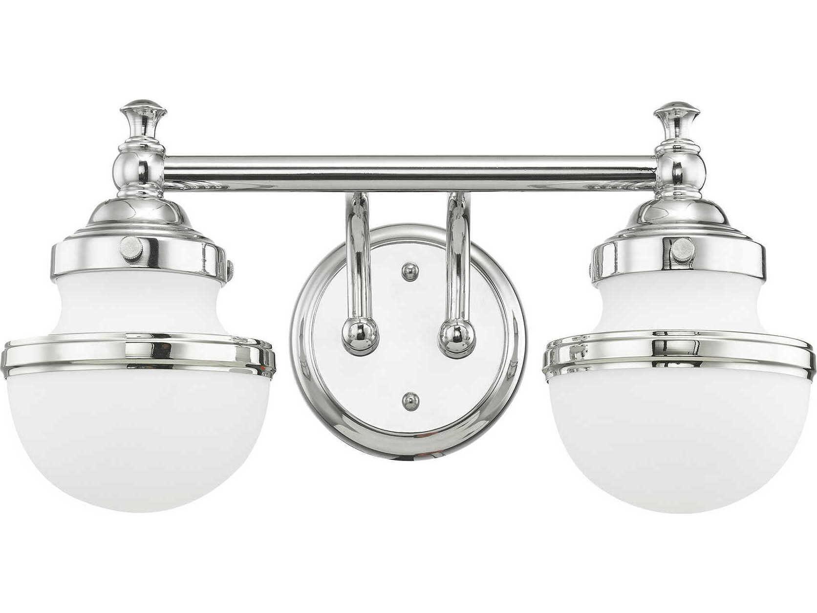 Livex Lighting Oldwick 2-Light Polished Chrome Glass Vanity Light