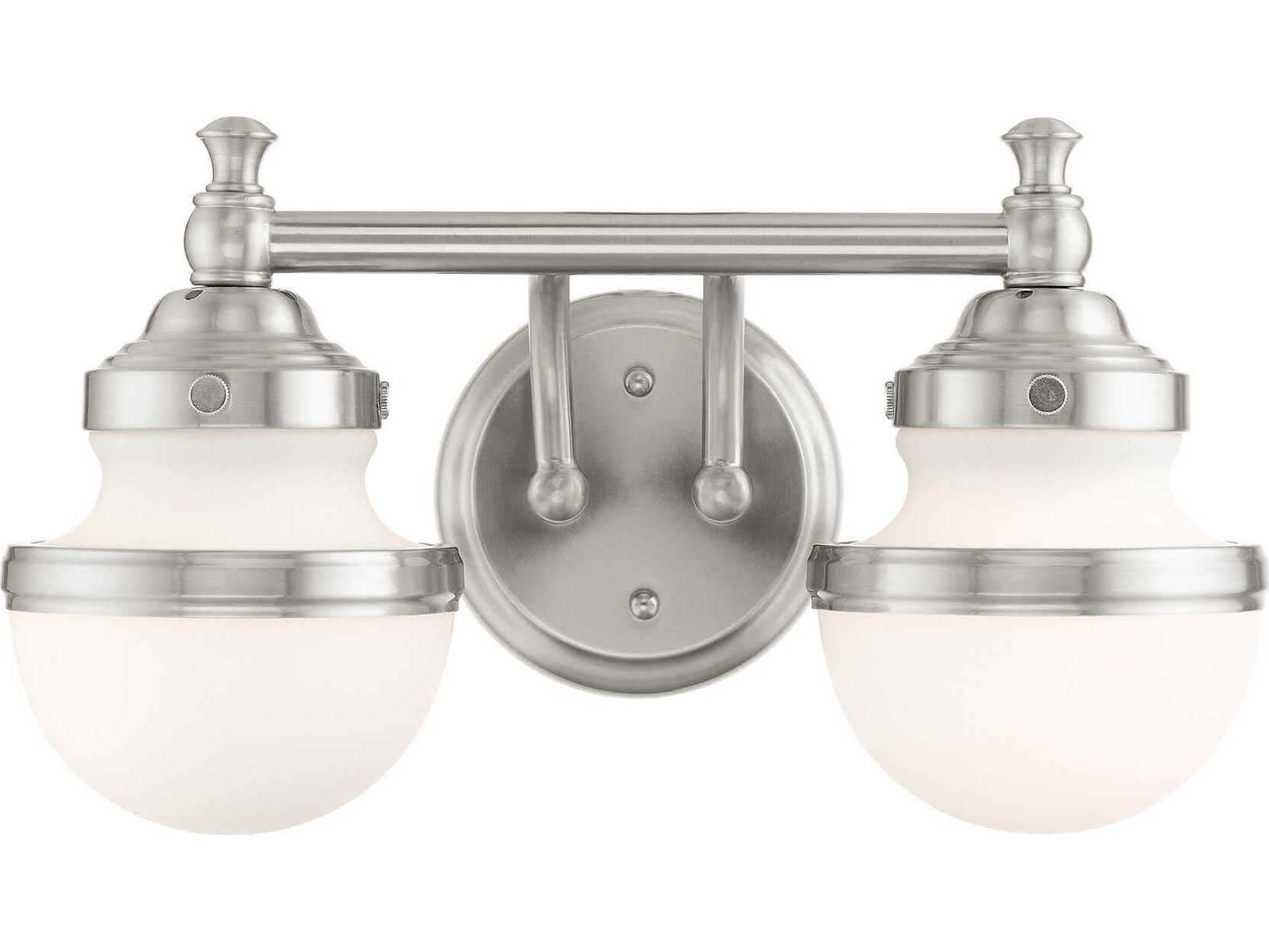 Livex Lighting Oldwick 2-Light Brushed Nickel Glass Vanity Light