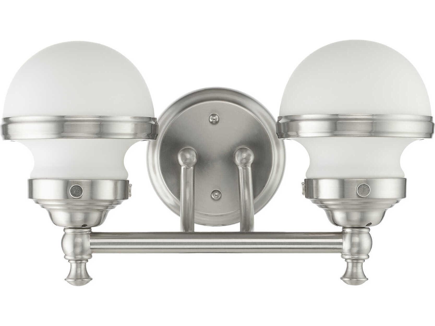Livex Lighting Oldwick 2-Light Brushed Nickel Glass Vanity Light